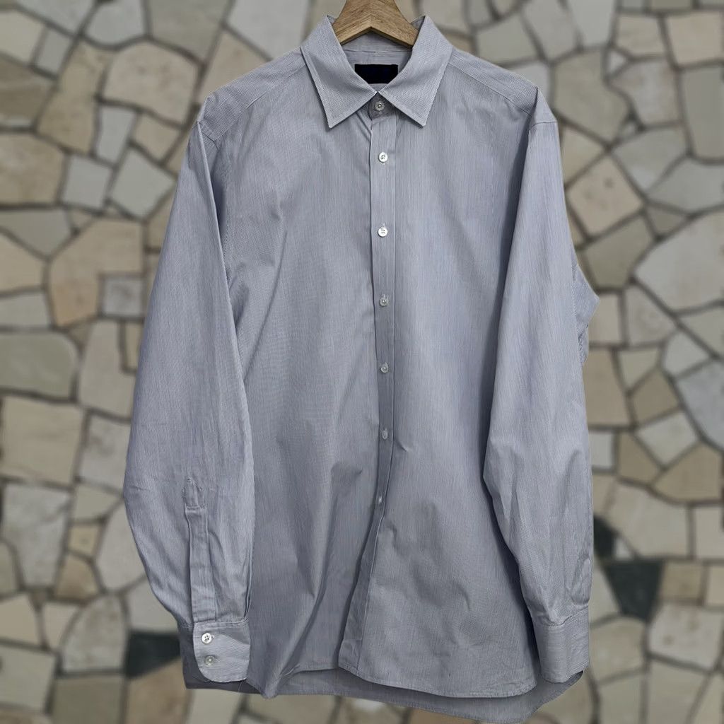 Vintage Hilditch & Key Shirt Men’s L/XL Blue Striped Long Sleeve Button Up Distressed Size US L / EU 52-54 / 3 - 1 Thumbnail