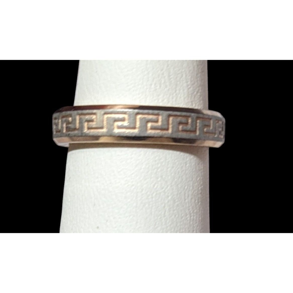Other Rose Gold Tone Stainless Steel Greek Key Engraved Ring Size Size ONE SIZE - 3 Thumbnail