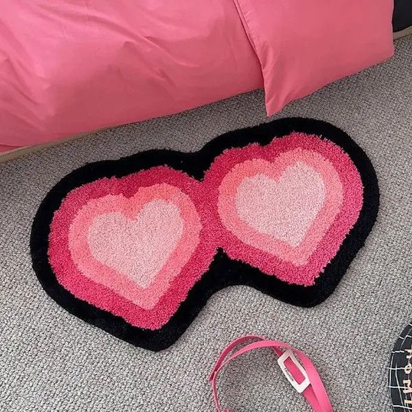 Other Black Pink Heart Shape Anti Slip Rugs Size ONE SIZE - 2 Thumbnail