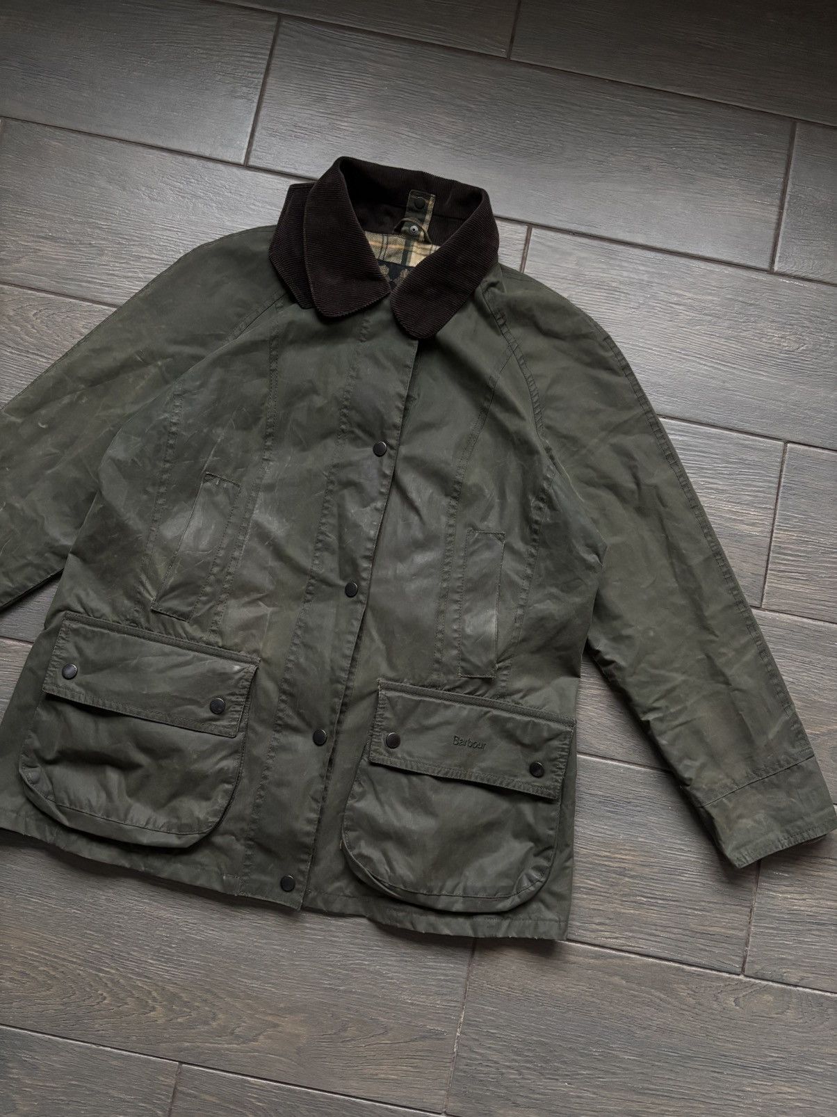 Barbour Women’s Vintage Barbour Boadnell Wax Rain Green Jacket us10 Size L / US 10 / IT 46 - 2 Thumbnail
