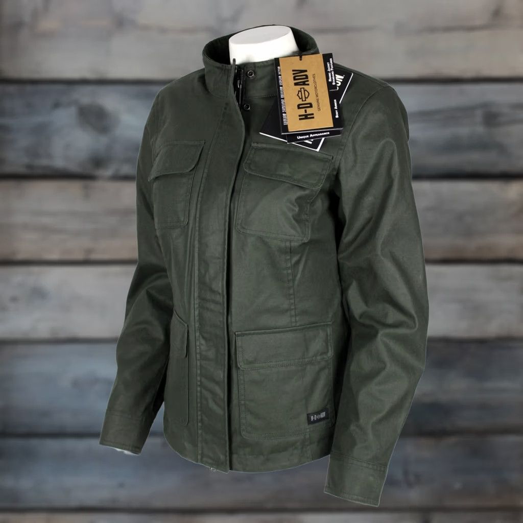 Harley Davidson Harley-Davidson Women's Mesa ADV Waxed Riding Jacket Medium Green Ghost Pads Size M / US 6-8 / IT 42-44 - 1 Thumbnail