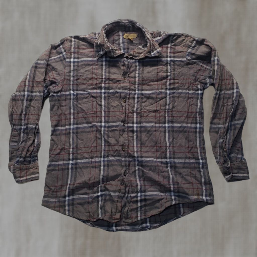 Faded Glory Faded Glory Shirt Plaid Flannel Long Sleeve Button-Up Brown L Mens Regular Fit Pockets 90s Classic Style Size US L / EU 52-54 / 3 - 1 Thumbnail