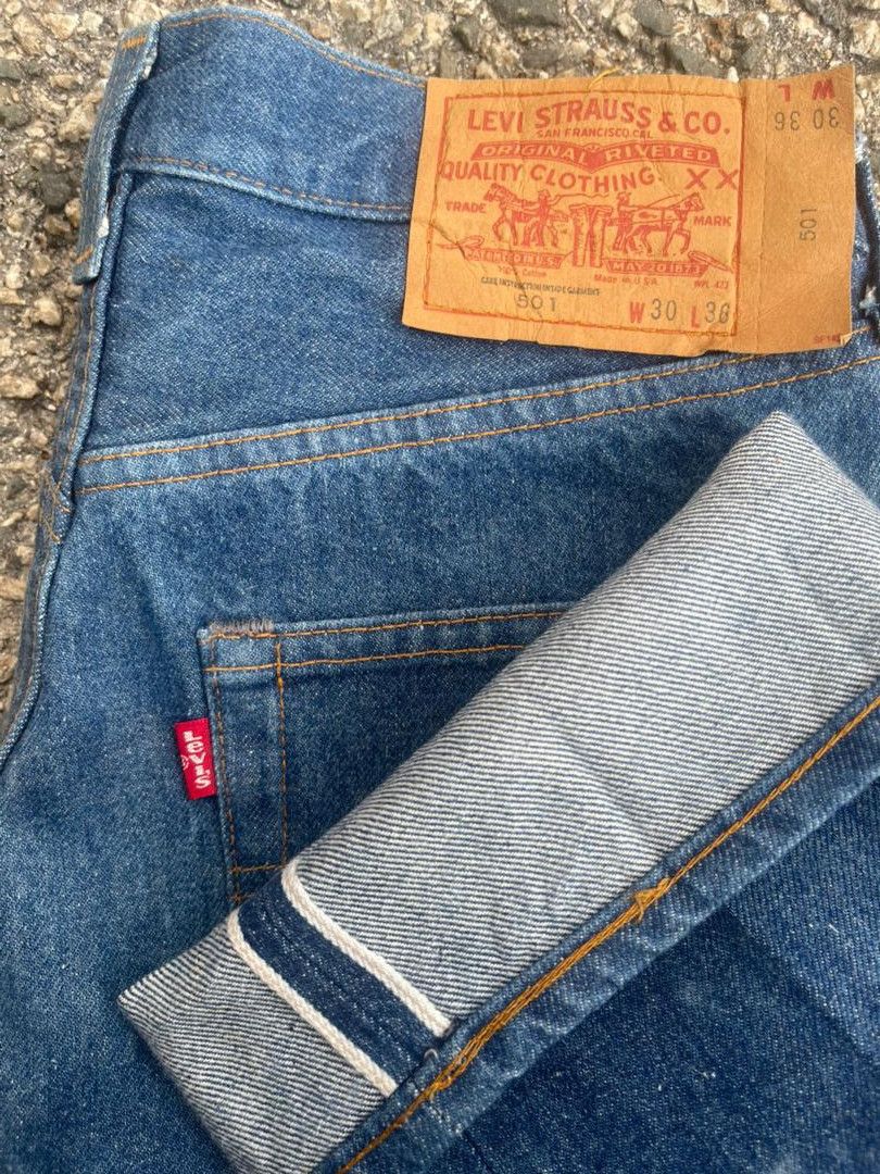 image of Levis Vintage 80's Nos Levi's 501 Small E Selvedge Rindem Jeans in Denim Blue, Men's (Size 30)