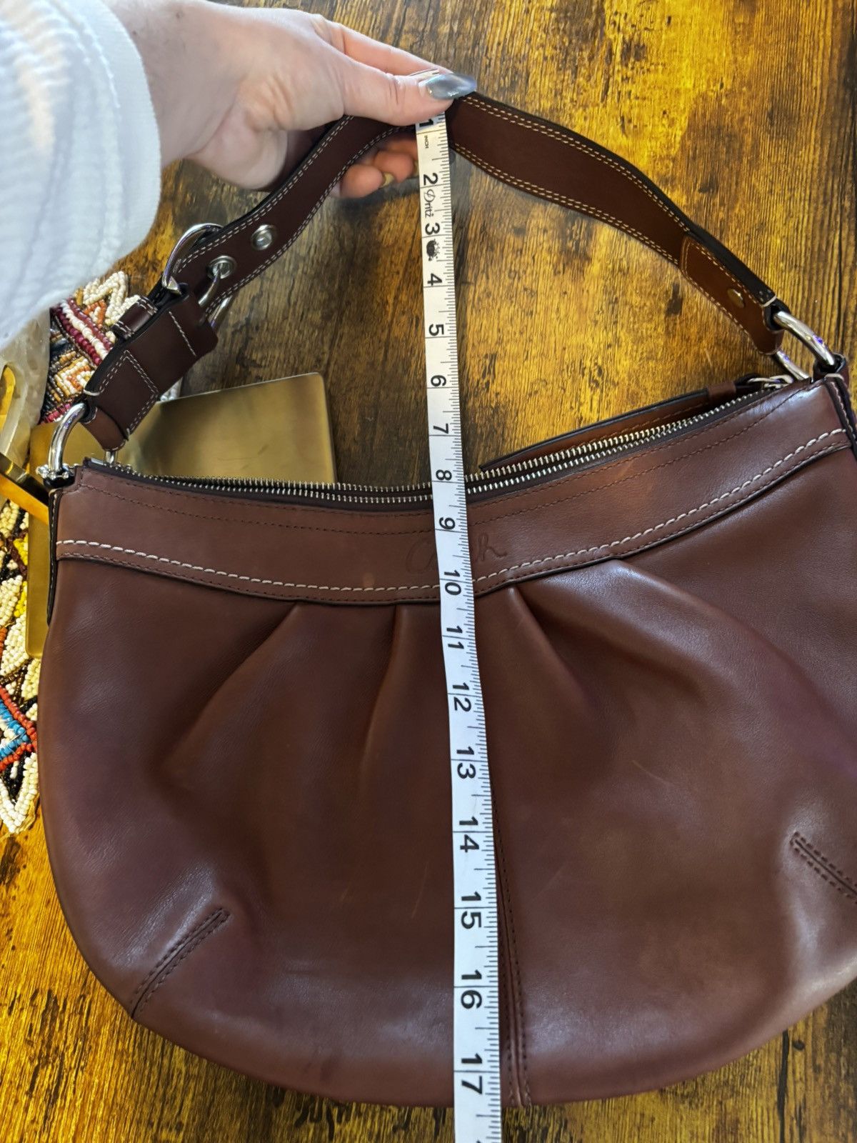 Coach Coach Y2K Brown Leather Pleated Hobo Bag Size ONE SIZE - 13 Thumbnail