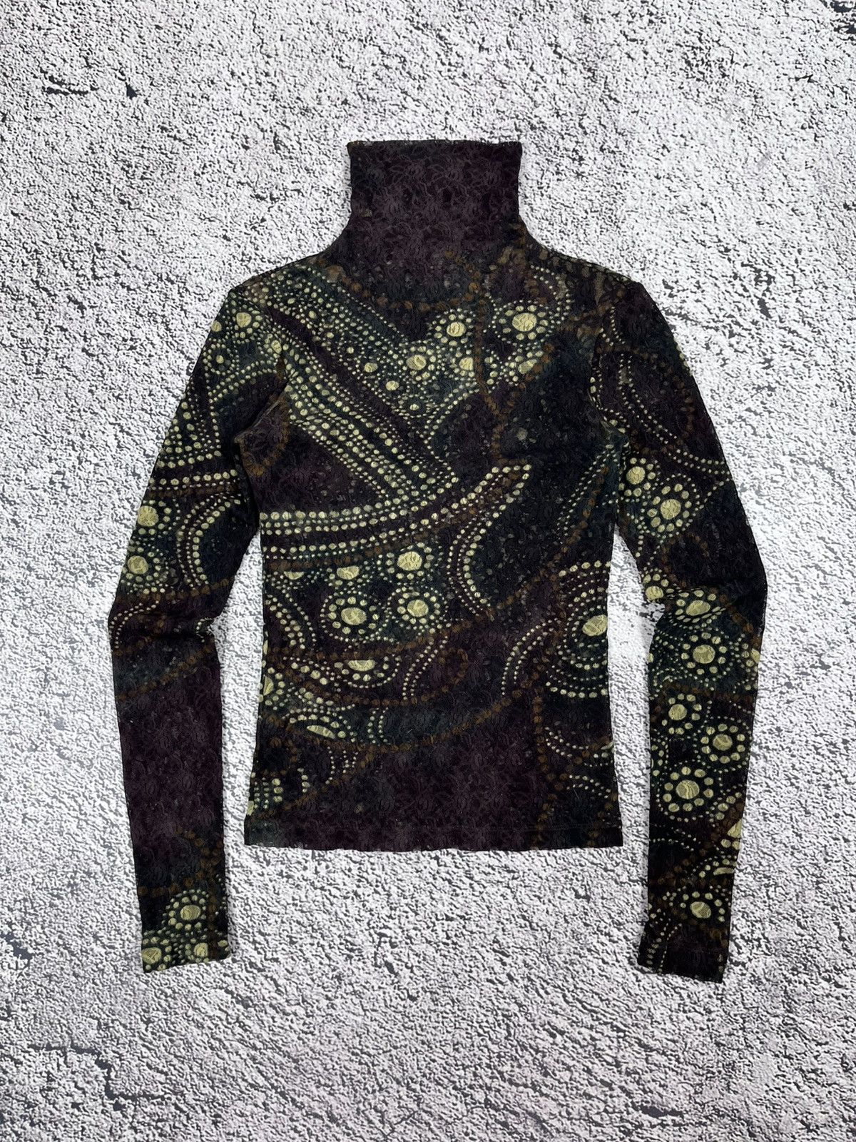 plein sud Vintage Y2K Plein Sud Jeans Mesh Lace Turtleneck Top Size S / US 4 / IT 40 - 1 Thumbnail