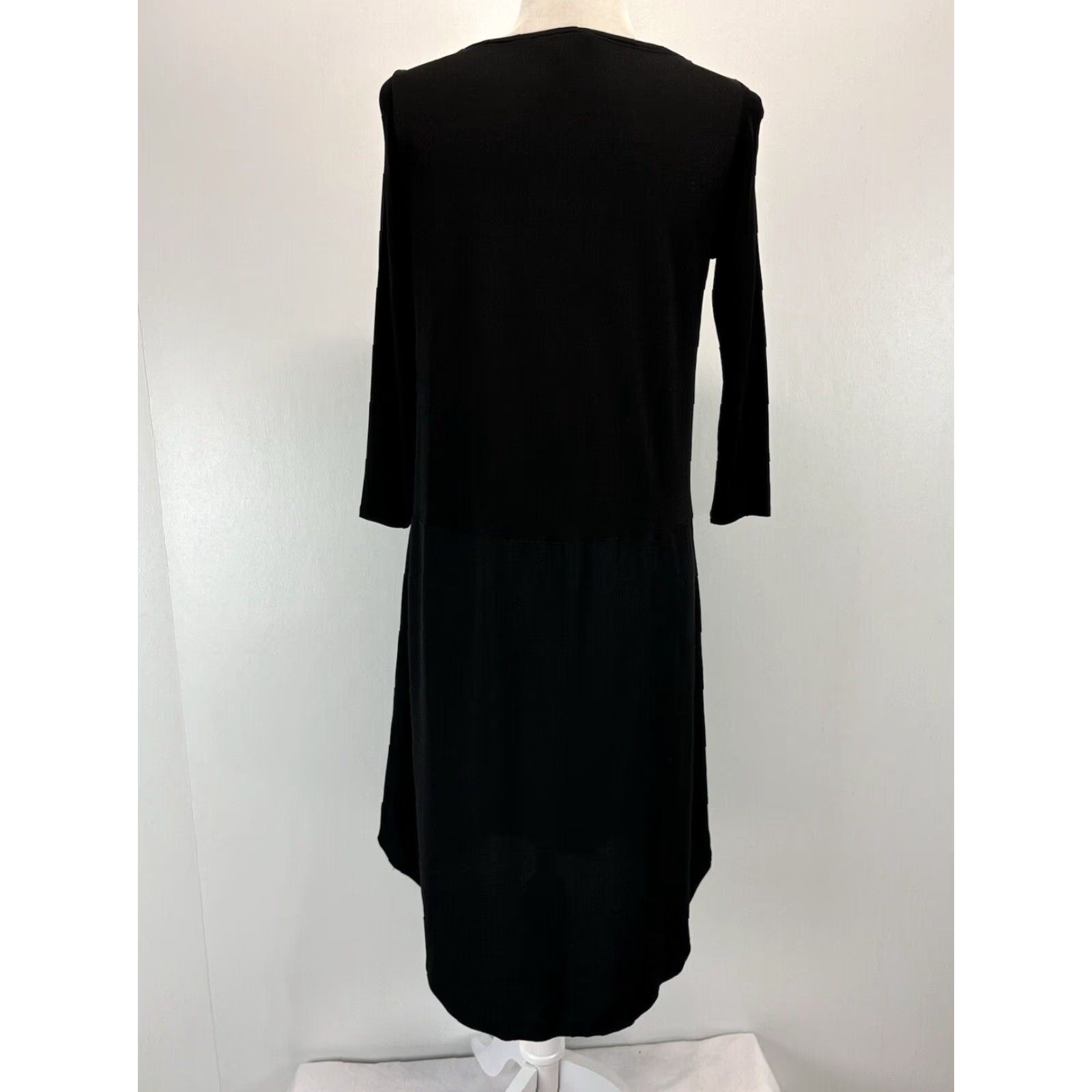 Eileen Fisher EILEEN FISHER Silk Shift Dress Women's Black 3/4 Sleeve XXS Knee Length Size XXS / US 00 / IT 34 - 3 Thumbnail