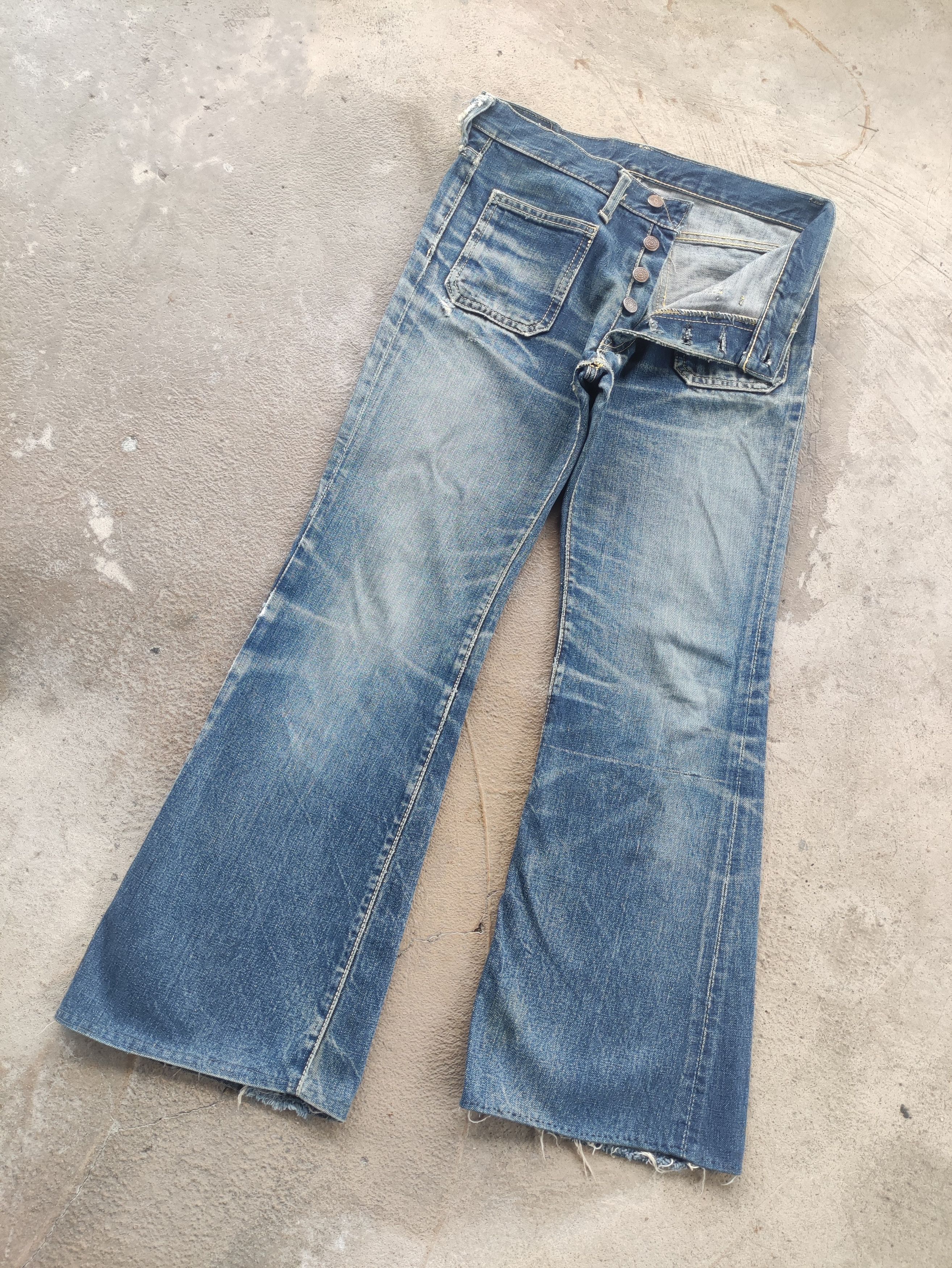 Japanese Brand Vintage Bigstone Flare Button Denim Distressed Faded Denim Size US 31 - 2 Thumbnail