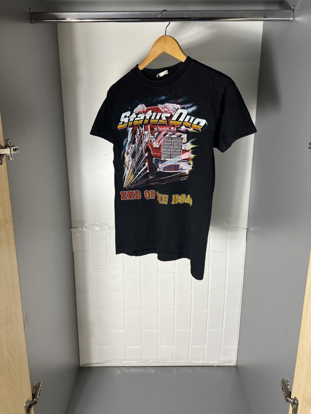Band Tees VINTAGE STATUS QUO WORLD TOUR ROCK T-SHIRT RETRO METAL 90s Size US M / EU 48-50 / 2 - 2 Thumbnail