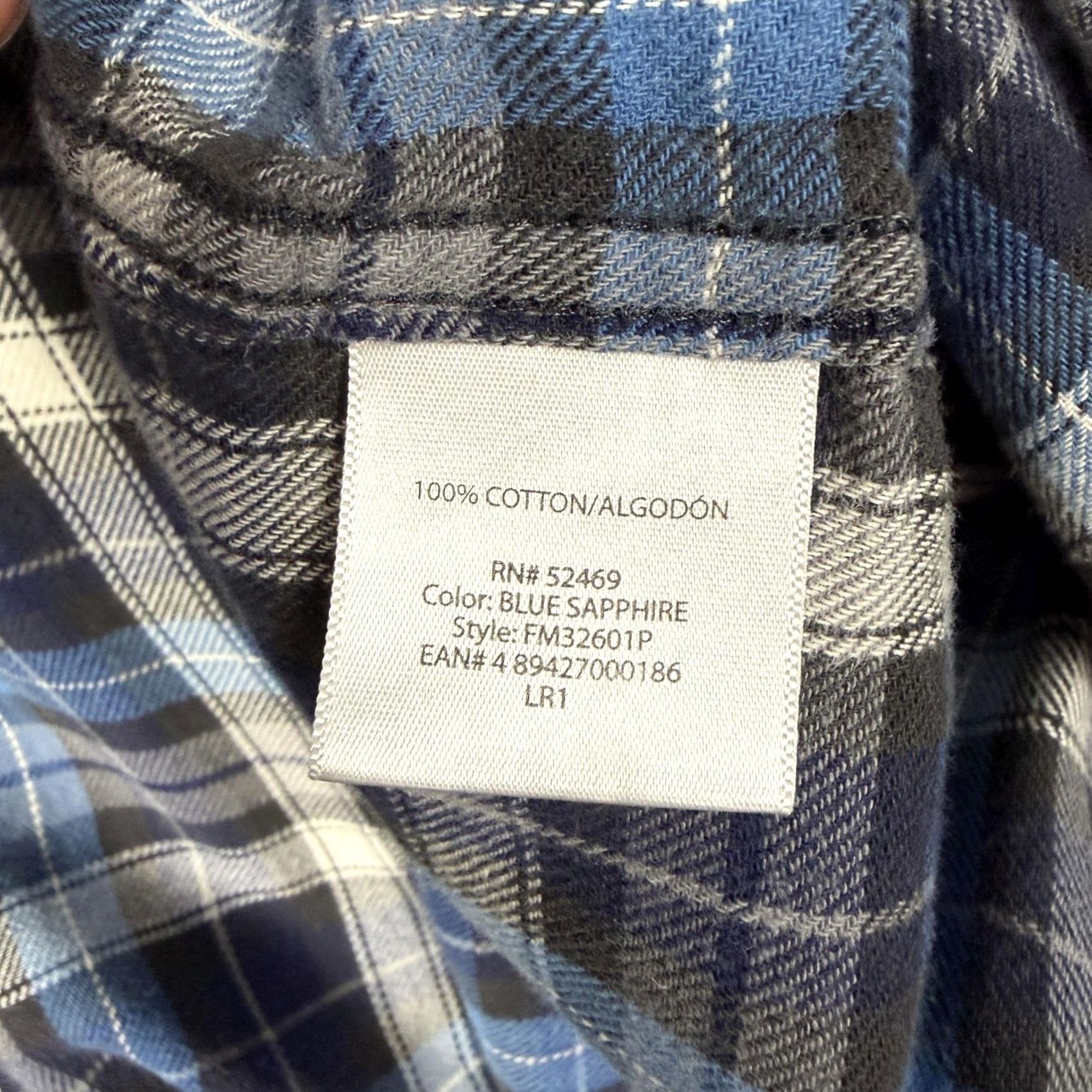 Faded Glory Faded Glory Mens XL Flannel Button-Down Shirt Blue Gray Plaid Workwear Casual Button-Up Sh Size US XL / EU 56 / 4 - 6 Thumbnail