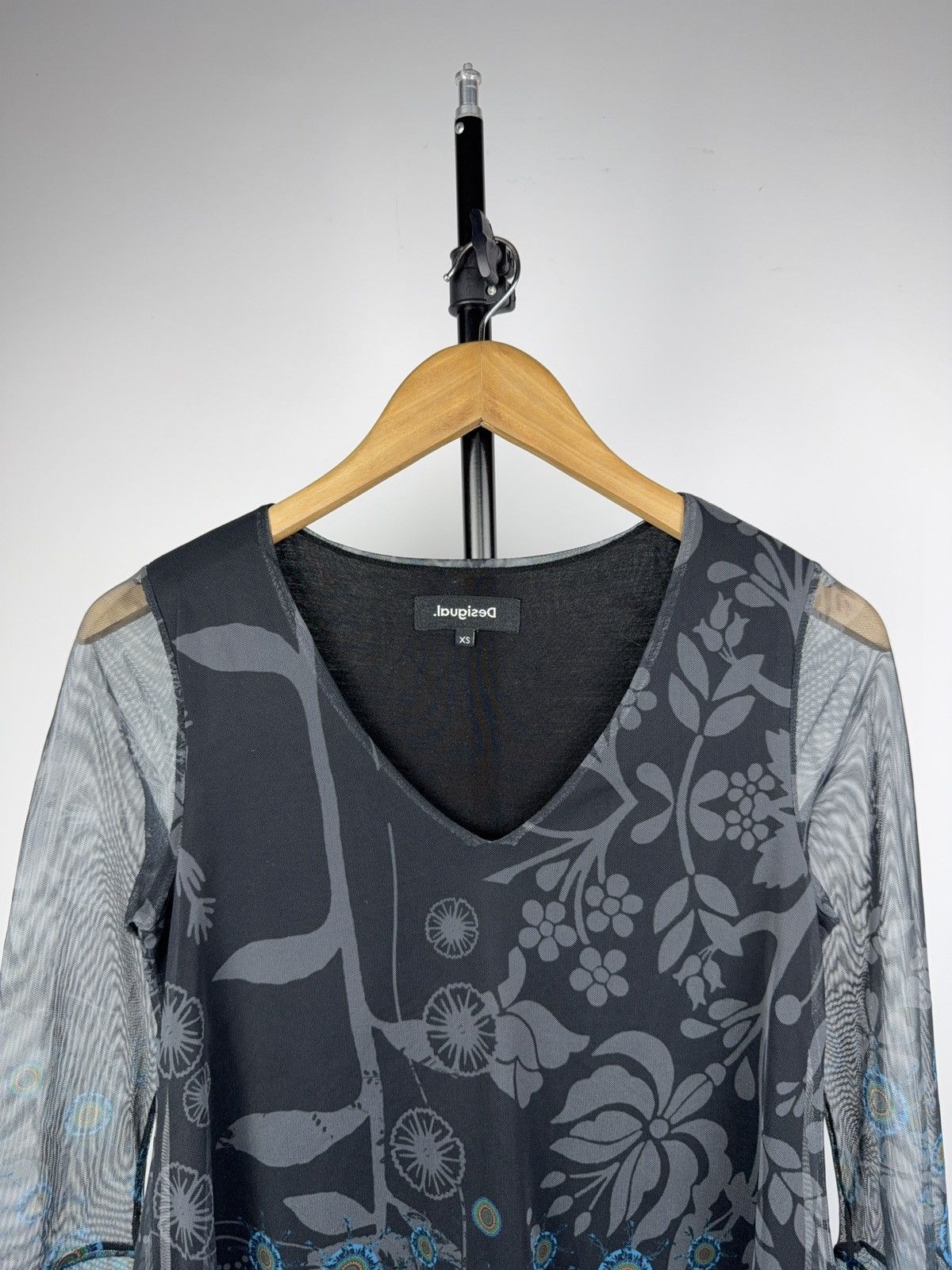 Desigual Desigual Sheer Floral Mesh Top Blue Boho Art Pattern XS Size XS / US 0-2 / IT 36-38 - 2 Thumbnail
