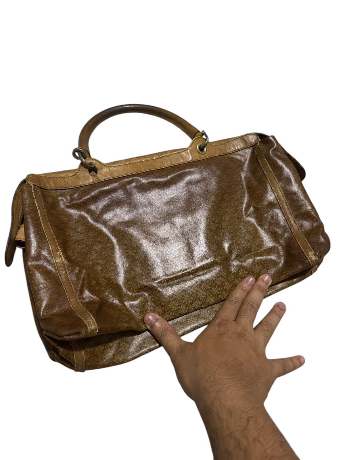 Celine × Vintage Vtg Leather Boston Bag Old Celine Macadam Monogram Size ONE SIZE - 2 Thumbnail