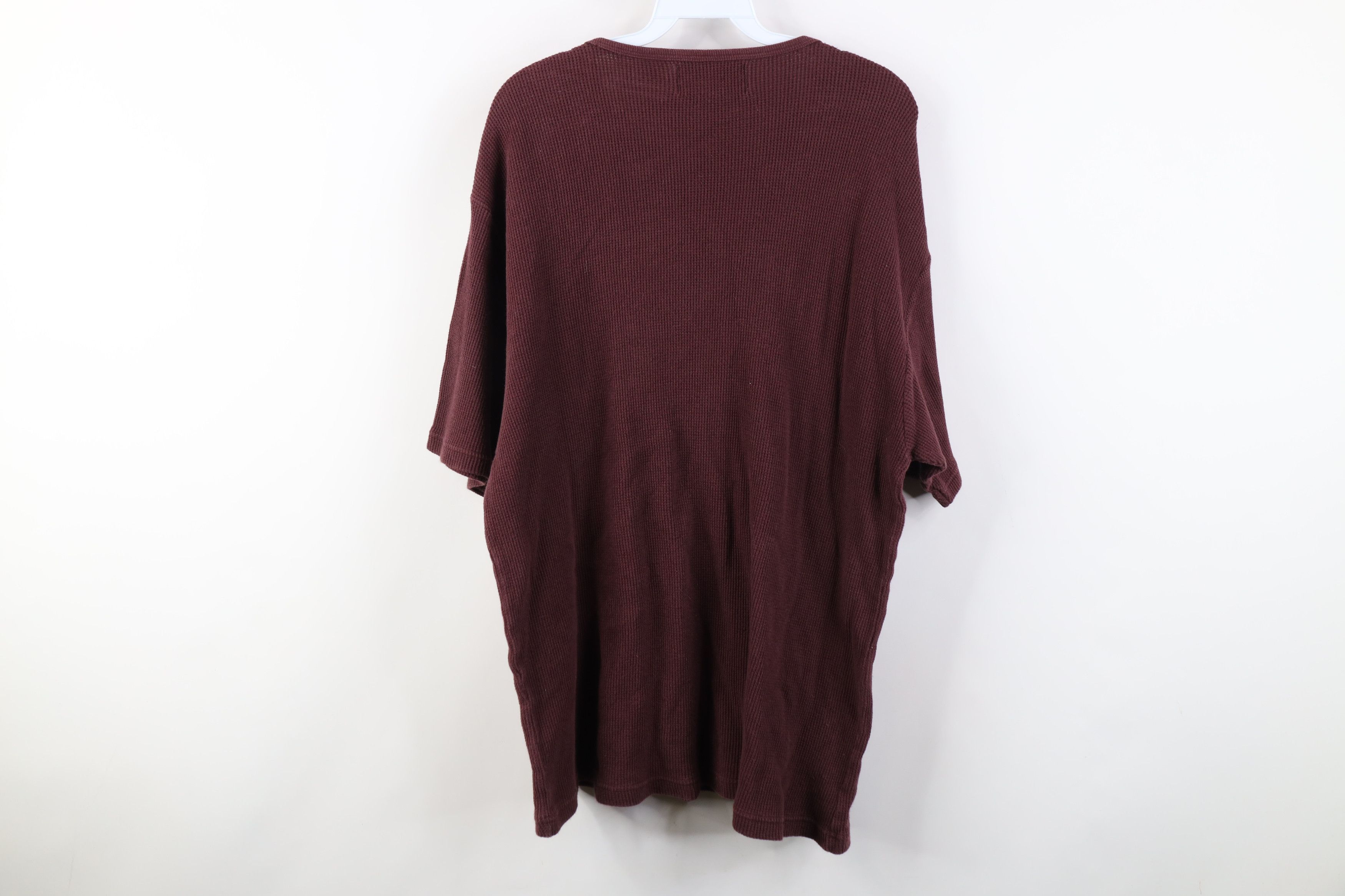 Vintage Vintage 90s Streetwear Thermal Waffle Knit T-Shirt Burgundy Size US XL / EU 56 / 4 - 10 Thumbnail