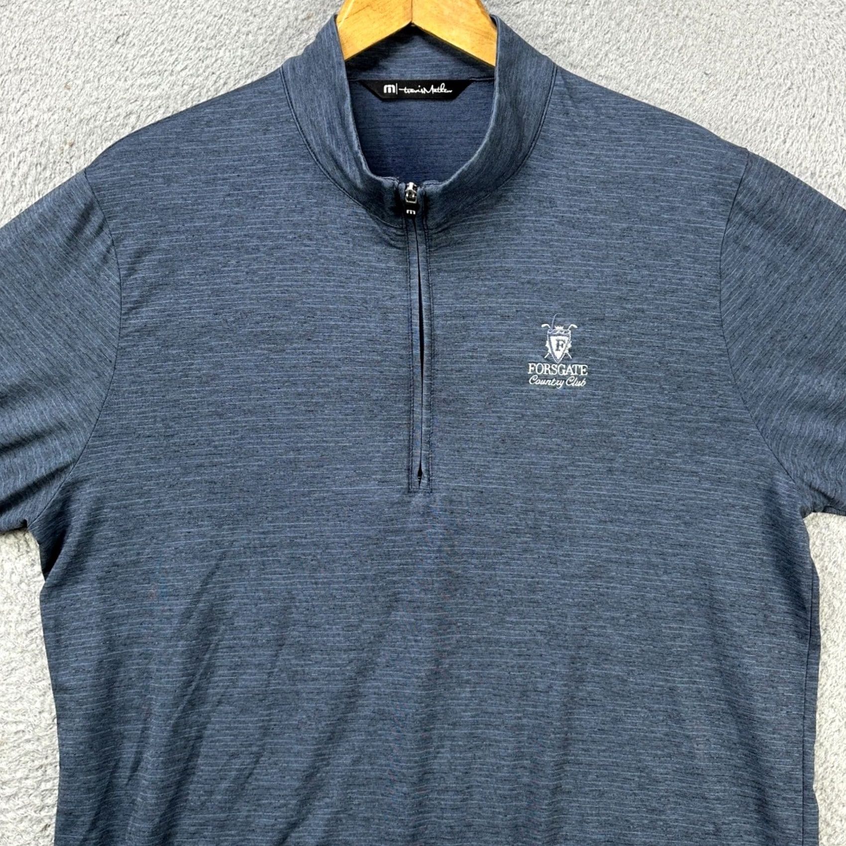 TravisMathew Travis Mathew Pullover Shirt Men Large Blue Quarter Zip Long Sleeve Logo Breathable Mock Neck Athletic Slim Fit Size US L / EU 52-54 / 3 - 3 Thumbnail