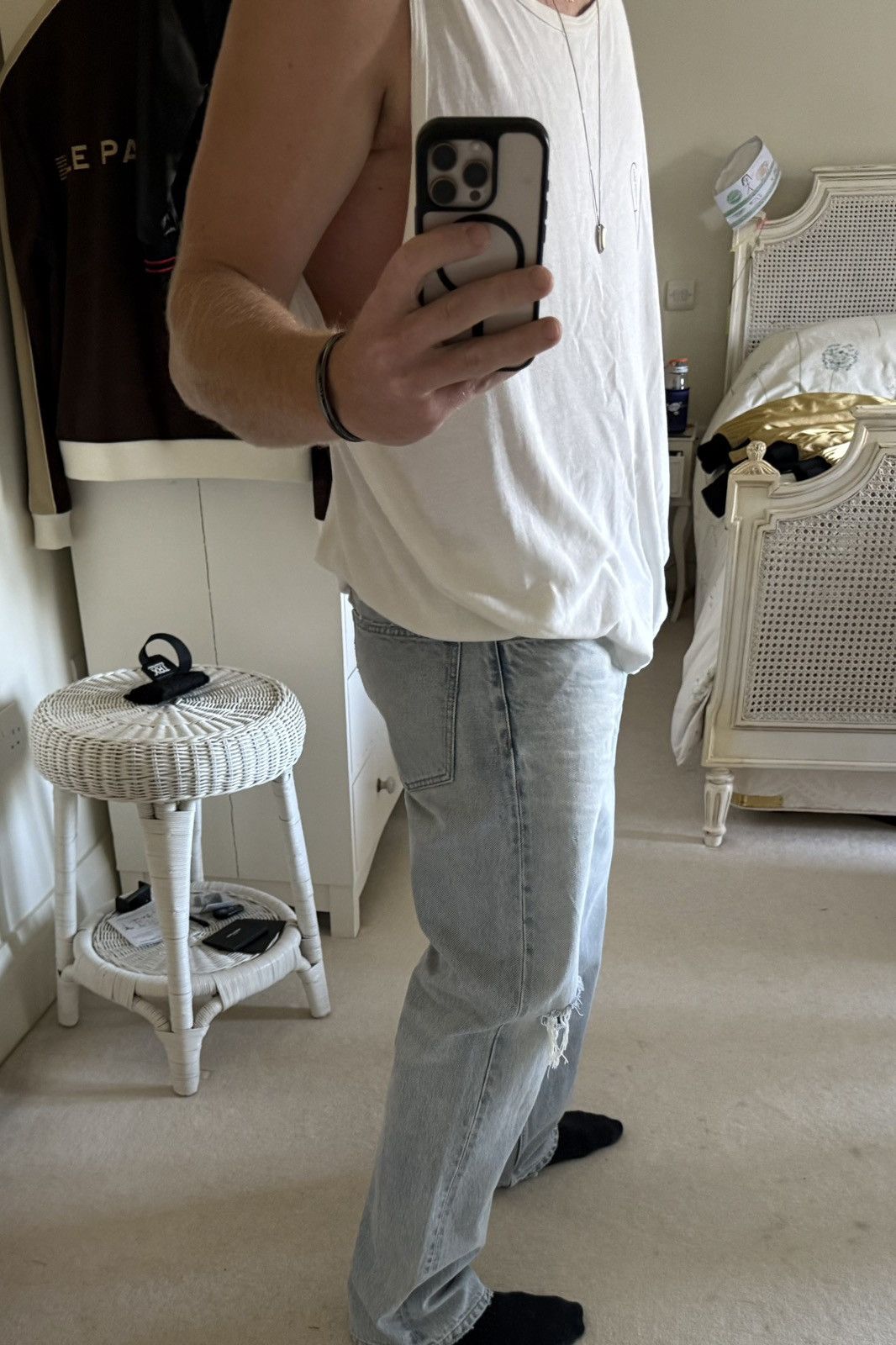 Celine $1.3k SS25 Celine knee rip Wesley jeans breezy point Hedi 30 Size US 30 / EU 46 - 4 Thumbnail