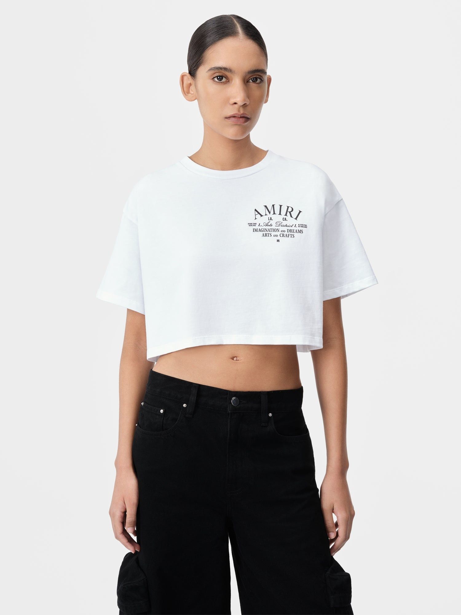 Amiri oc11z0325 Arts District Cropped T-Shirt in White Size XL / US 12-14 / IT 48-50 - 3 Thumbnail