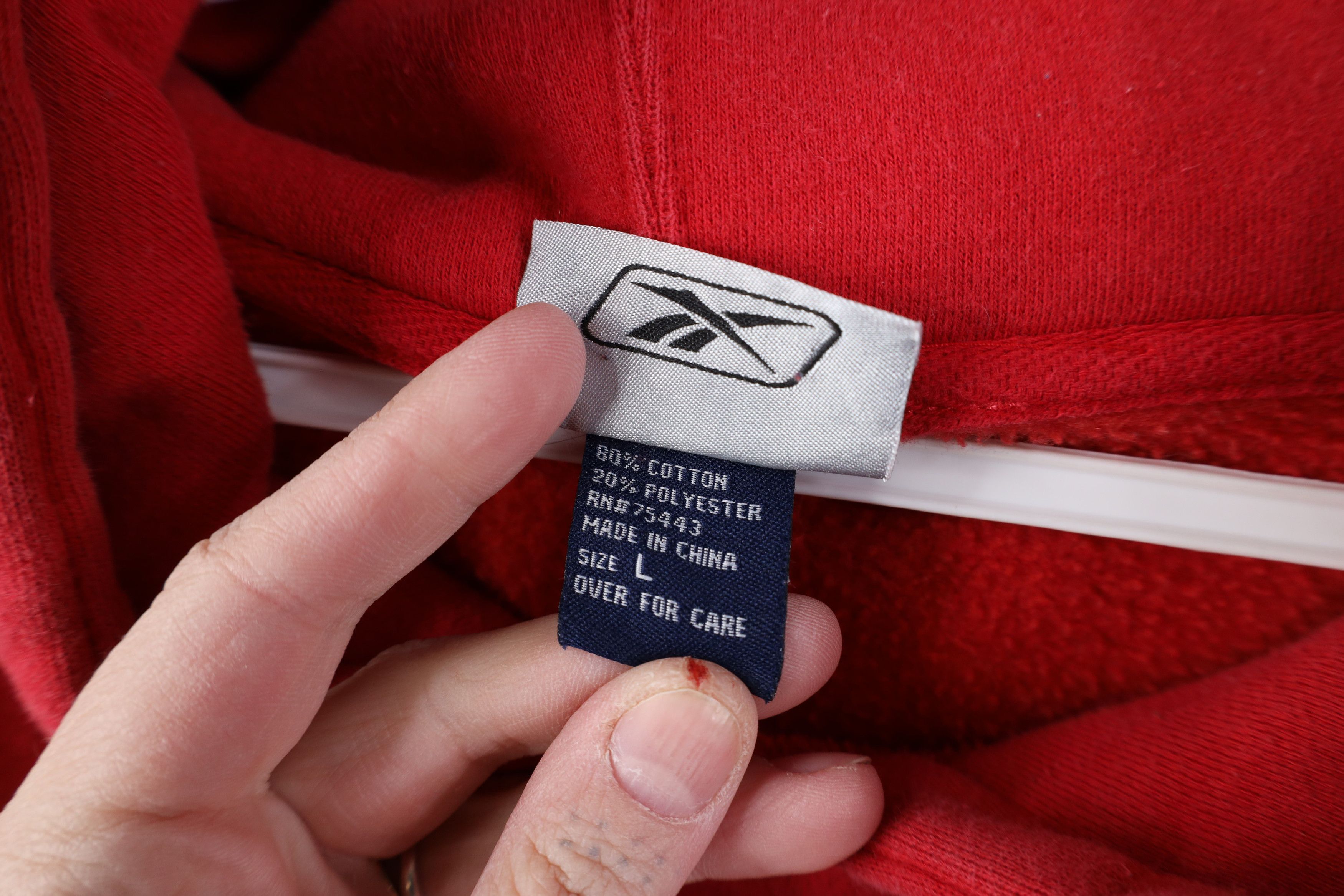 Reebok Vintage 90s Y2K Reebok Heavyweight Hoodie Sweatshirt Red Size US L / EU 52-54 / 3 - 11 Thumbnail