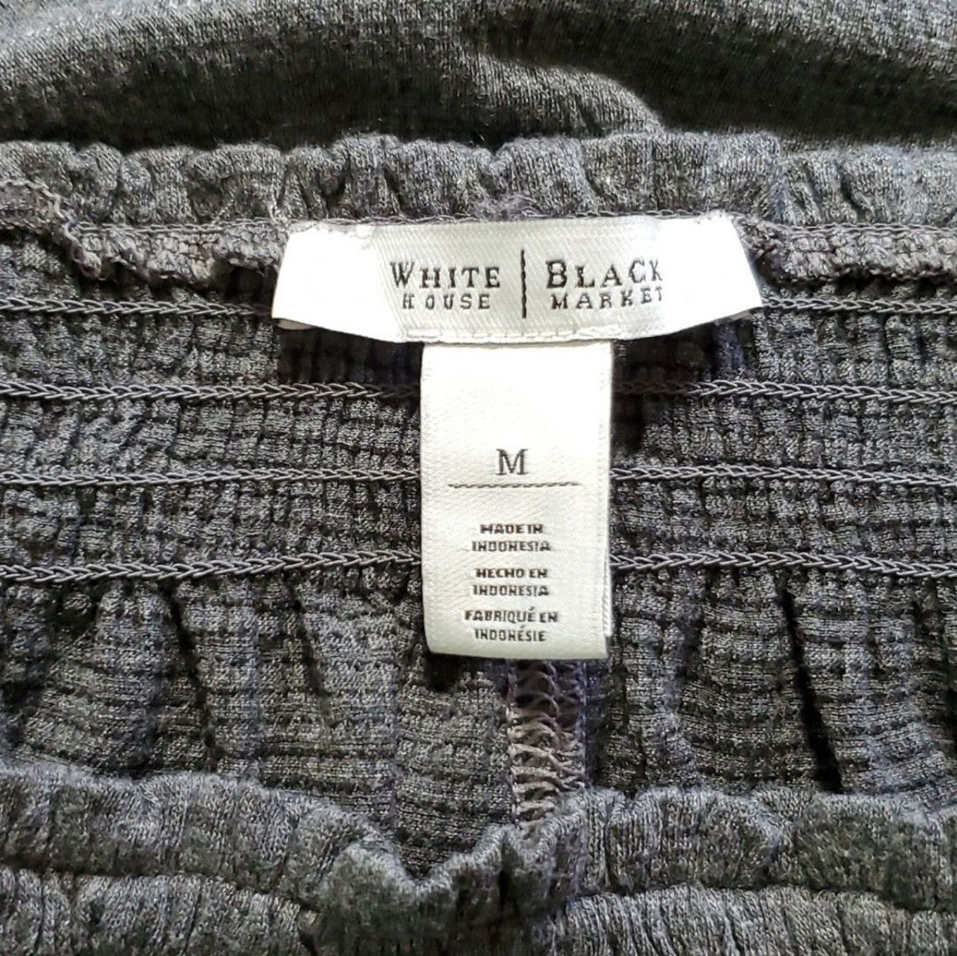 White House Black Market WHBM Size M Top Blouse Off Shoulder 3/4 Sleeve Grey Smocked Size M / US 6-8 / IT 42-44 - 7 Thumbnail