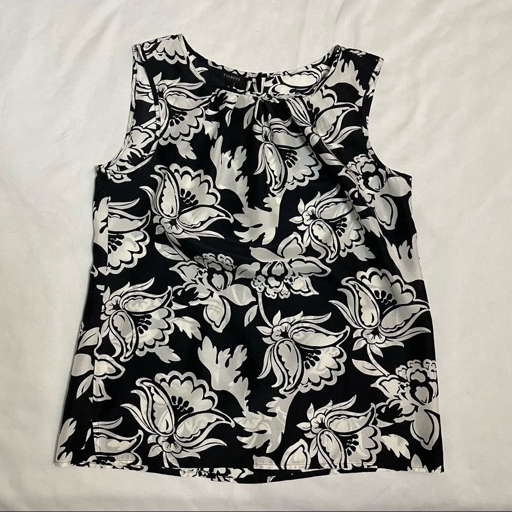 Talbots Talbots Black White Floral Silk Blouse Size 6 Size M / US 6-8 / IT 42-44 - 5 Thumbnail
