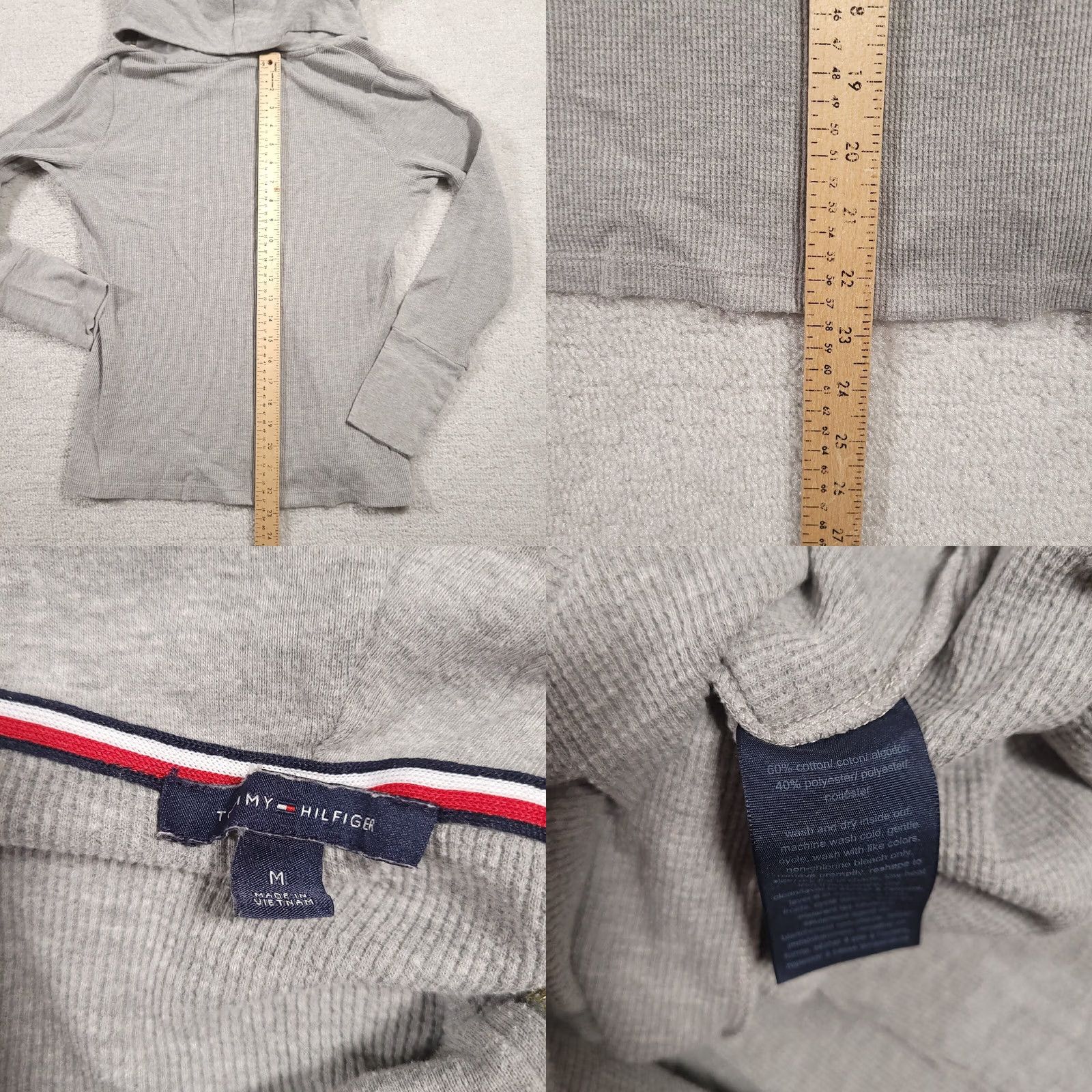 Tommy Hilfiger Tommy Hilfiger Womens Gray M Cowl Neck Waffle Pullover Top Zip Neck Blouse 90s Size M / US 6-8 / IT 42-44 - 8 Thumbnail