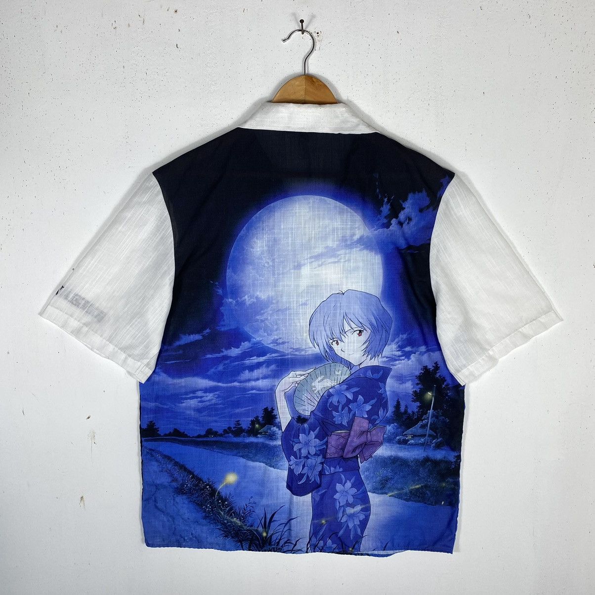 Japanese Brand × Vintage EVANGELION REI AYANAMI ANIME OPEN COLLAR BUTTON UPS Size US L / EU 52-54 / 3 - 8 Thumbnail