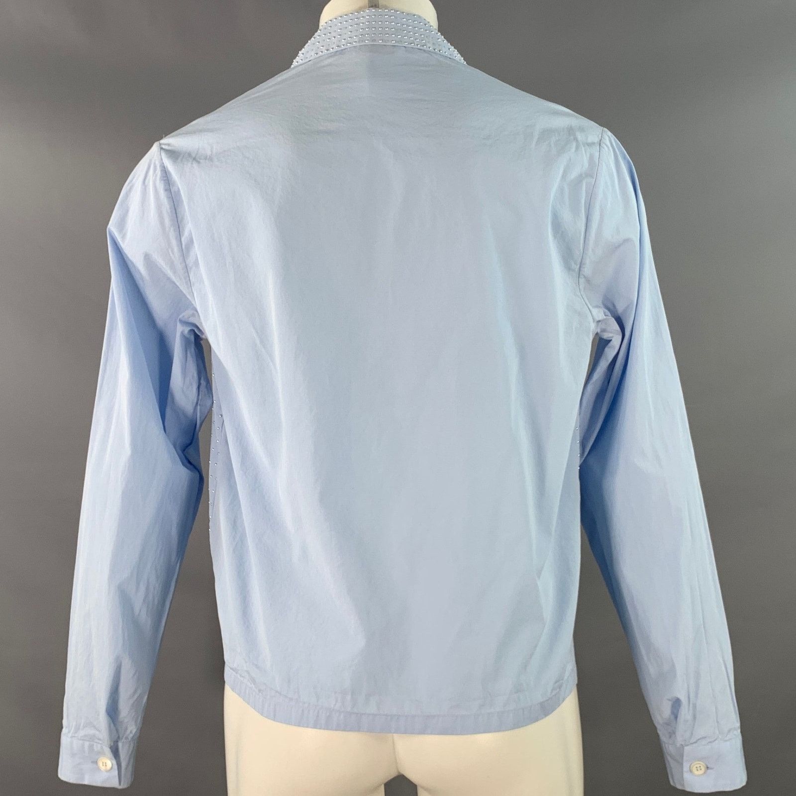 Prada PRADA Blue Silver Studded Cotton Zip Up Blouson Jacket Sz M Size M / US 6-8 / IT 42-44 - 5 Thumbnail