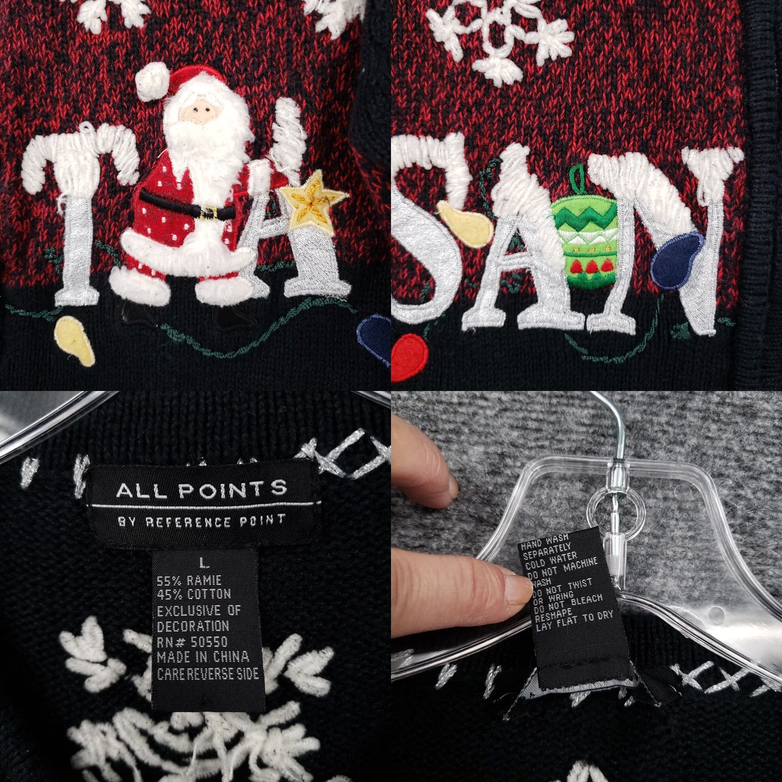 Vintage VINTAGE Reference Point Sweater Women L Large Black Santa Ugly Christmas 90s Size L / US 10 / IT 46 - 8 Thumbnail