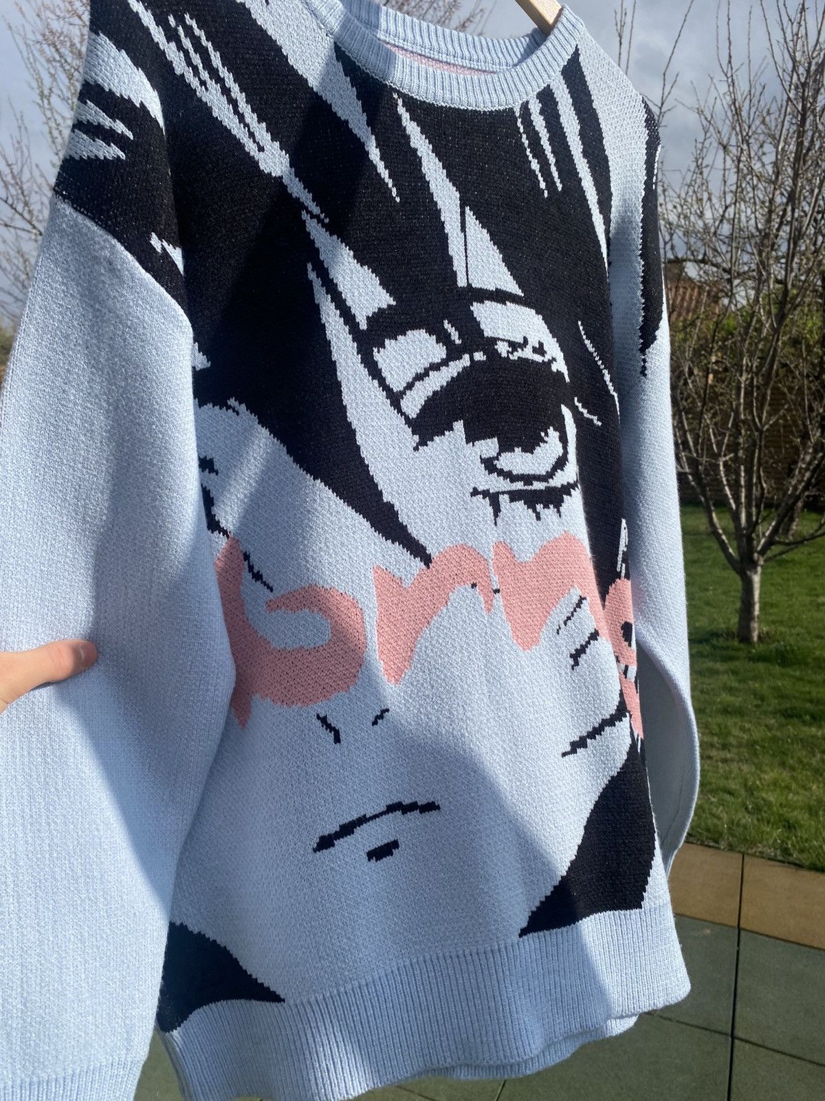 Japanese Brand Blue anime graphic sweater, oversized knit pullover Size L / US 10 / IT 46 - 5 Thumbnail