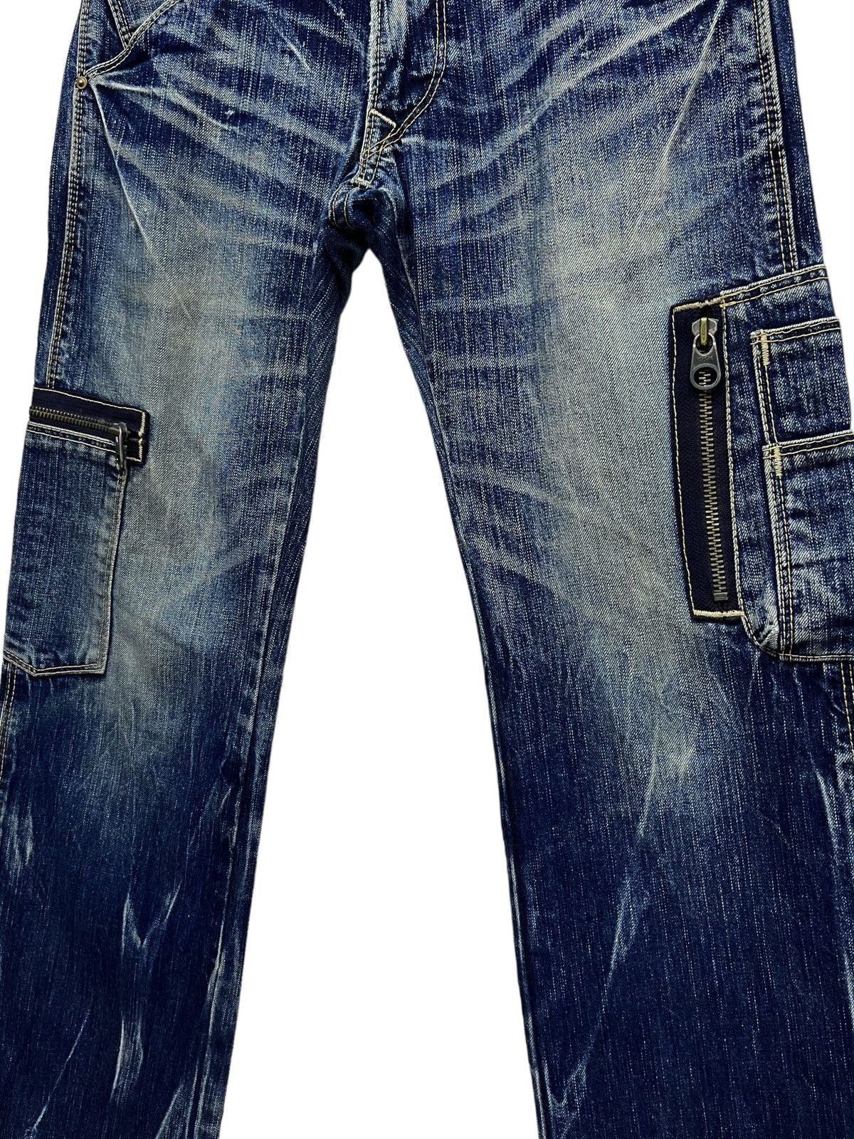 Japan Blue 🔥RARE🇯🇵MADE IN JAPAN BLUEWAY Punk Distressed Denim Cargo Size US 30 / EU 46 - 11 Thumbnail