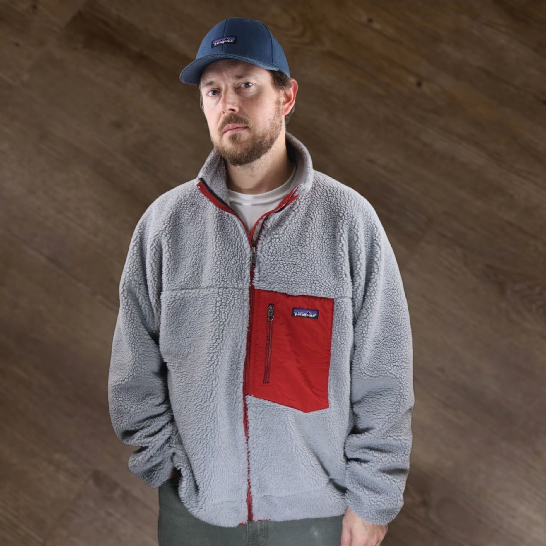 Patagonia VINTAGE Patagonia Retro-X Deep Pile Fleece Jacket Mens XL Gray Red Coat Size US XL / EU 56 / 4 - 1 Thumbnail