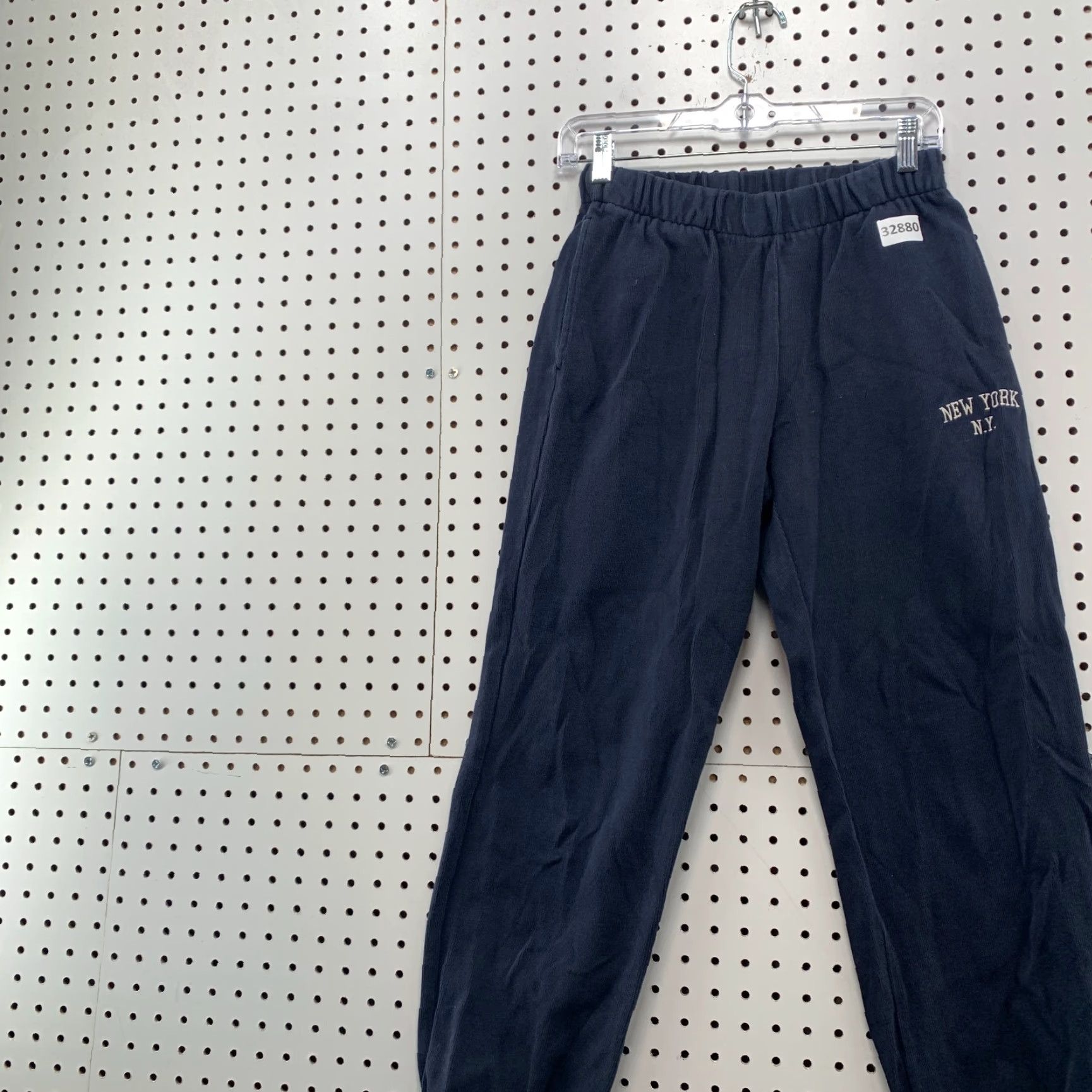 Vintage VINTAGE John Galt Sweatpants Womens One Size Navy Blue Fleece 25x28 NY NY Size 42" / US 20 - 3 Thumbnail