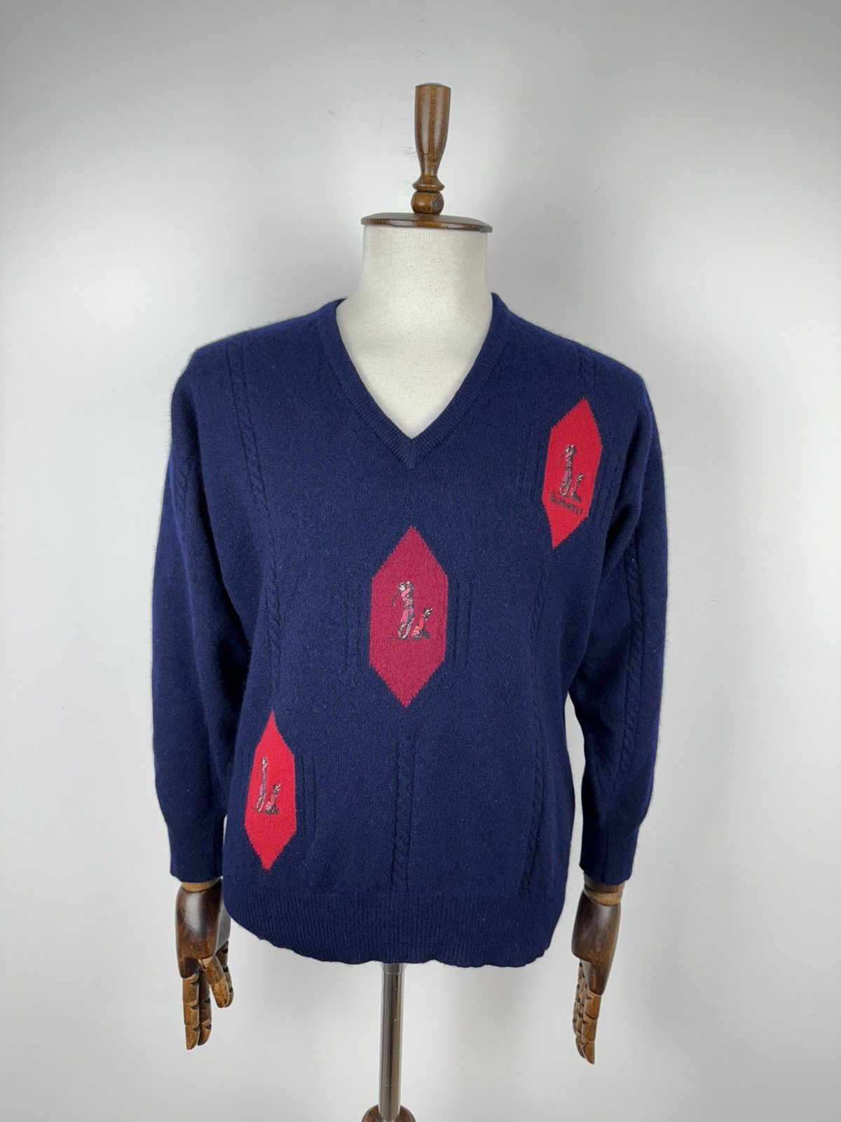 Burberry × Vintage Men’s Vintage Burberrys Golf V-Neck Wool Sweater size 46 Size US XL / EU 56 / 4 - 1 Thumbnail