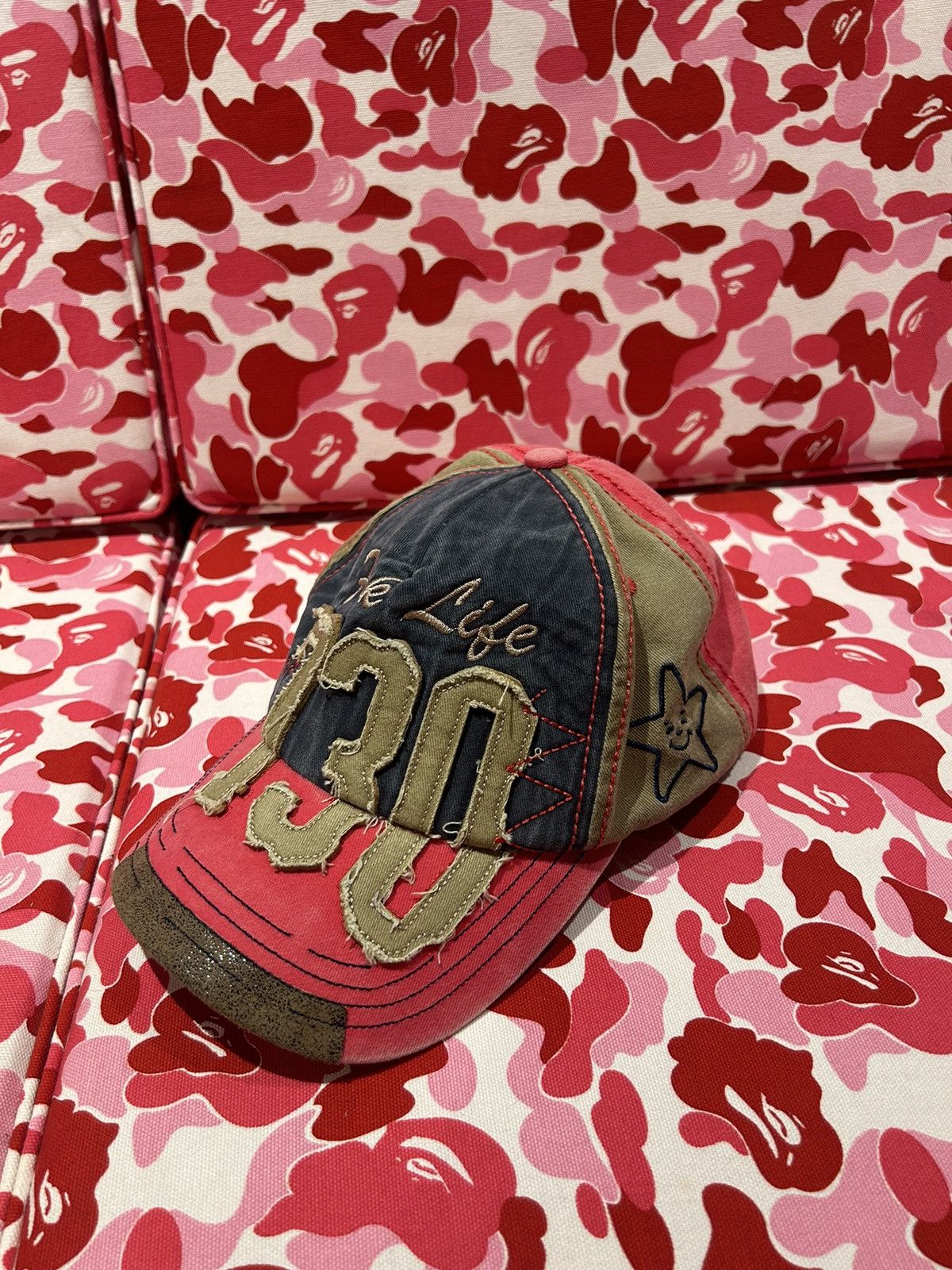 image of Sample Asspizza ‘Fuck Life’ Hat in Red, Men's