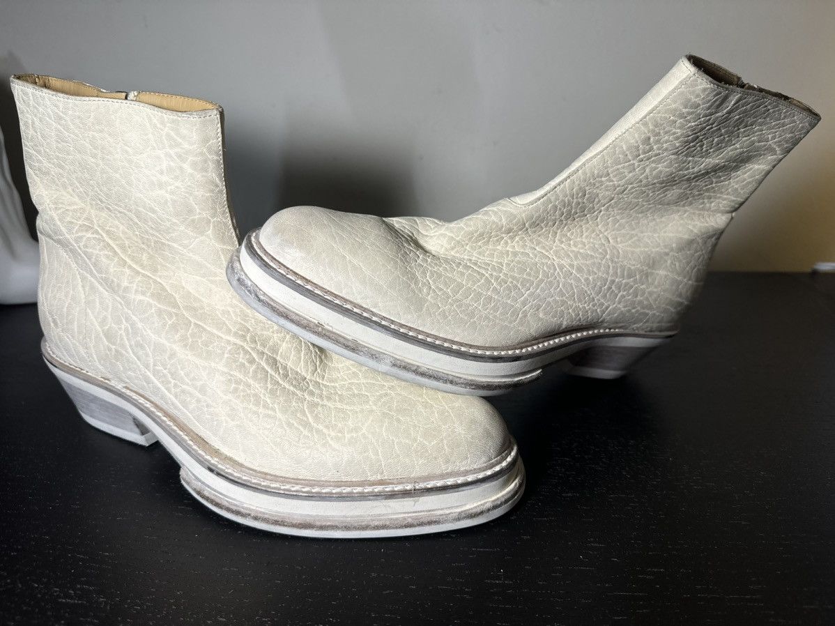 424 424 White Zip Shine Calf Cuban Boots Size US 7.5 / EU 40-41 - 6 Thumbnail