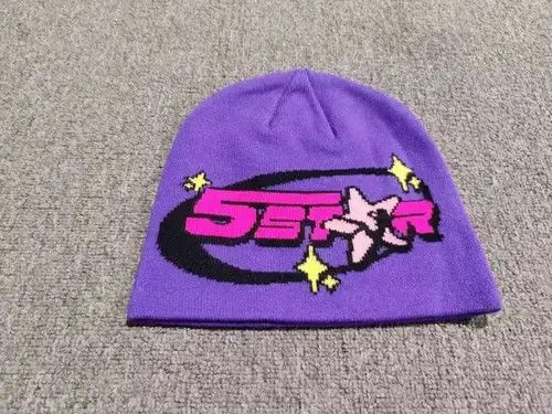 Other 5 Star Graphic No Cuff Knit Beanie Hat Purple Size ONE SIZE - 1 Thumbnail