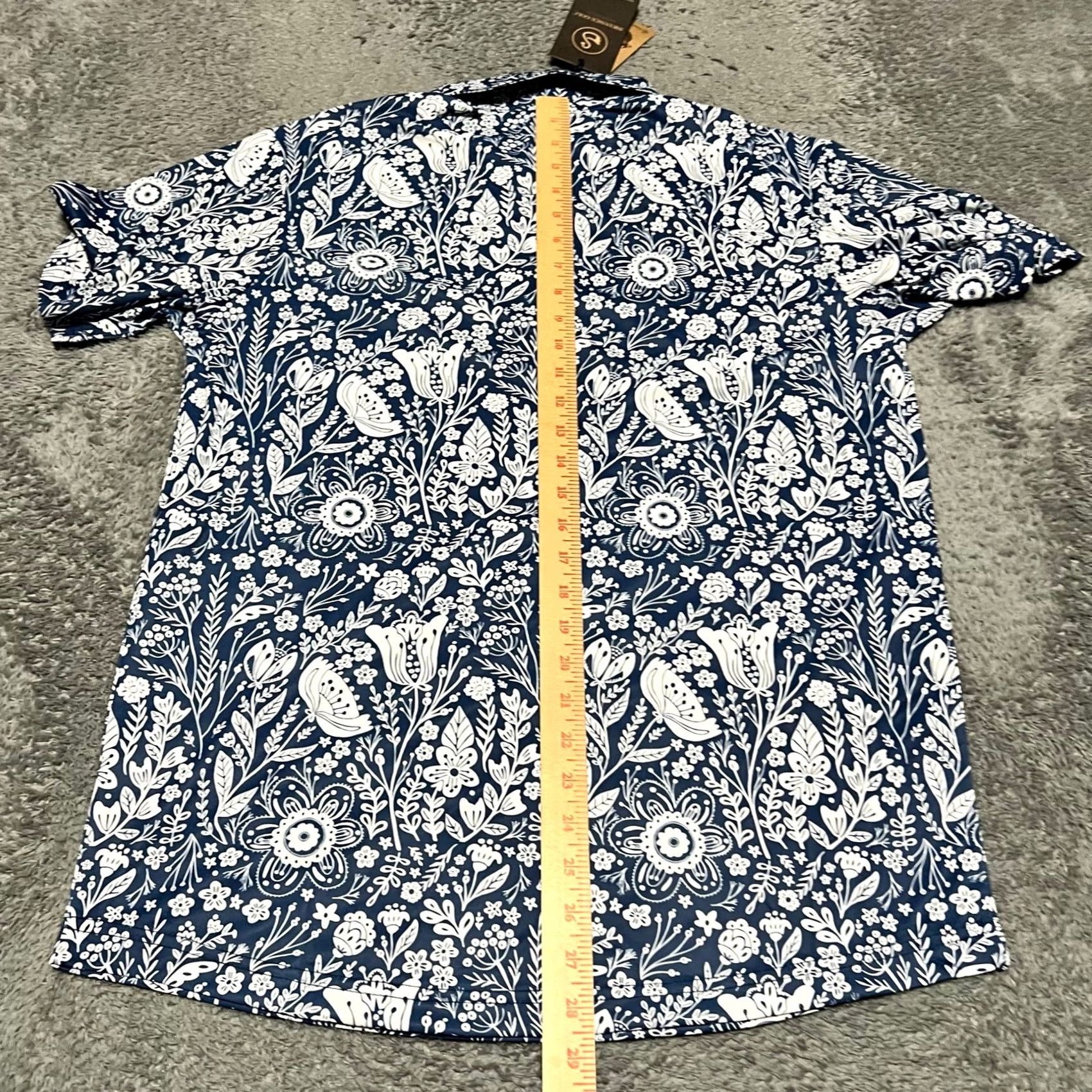 Vintage Swannies Polo Shirt Mens Medium Blue Golf Trey Performance All Over Print Floral Size US M / EU 48-50 / 2 - 6 Thumbnail