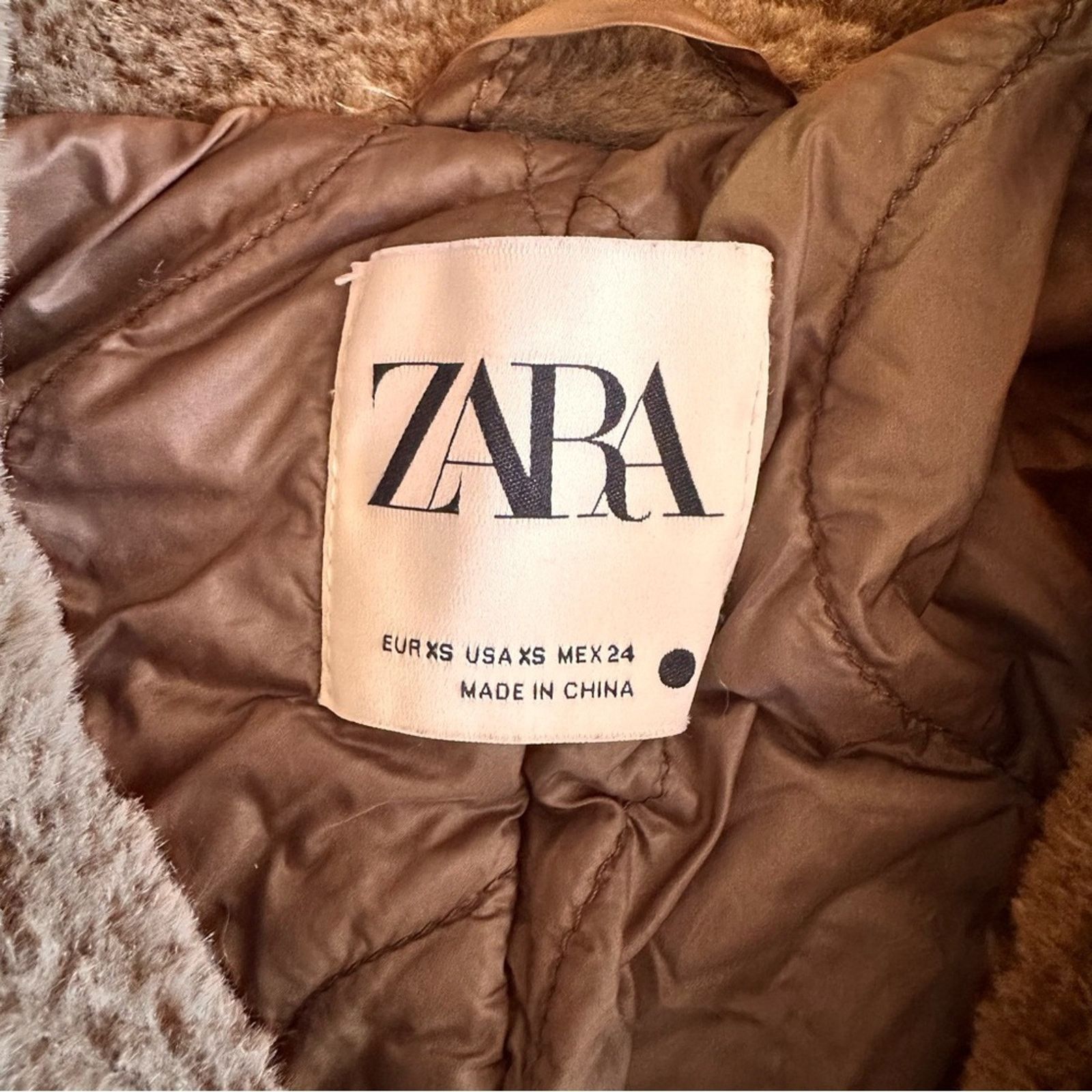 Zara Zara Full Zip Teddy Jacket – Brown/Gray – Size XS-GUC Size XS / US 0-2 / IT 36-38 - 7 Thumbnail