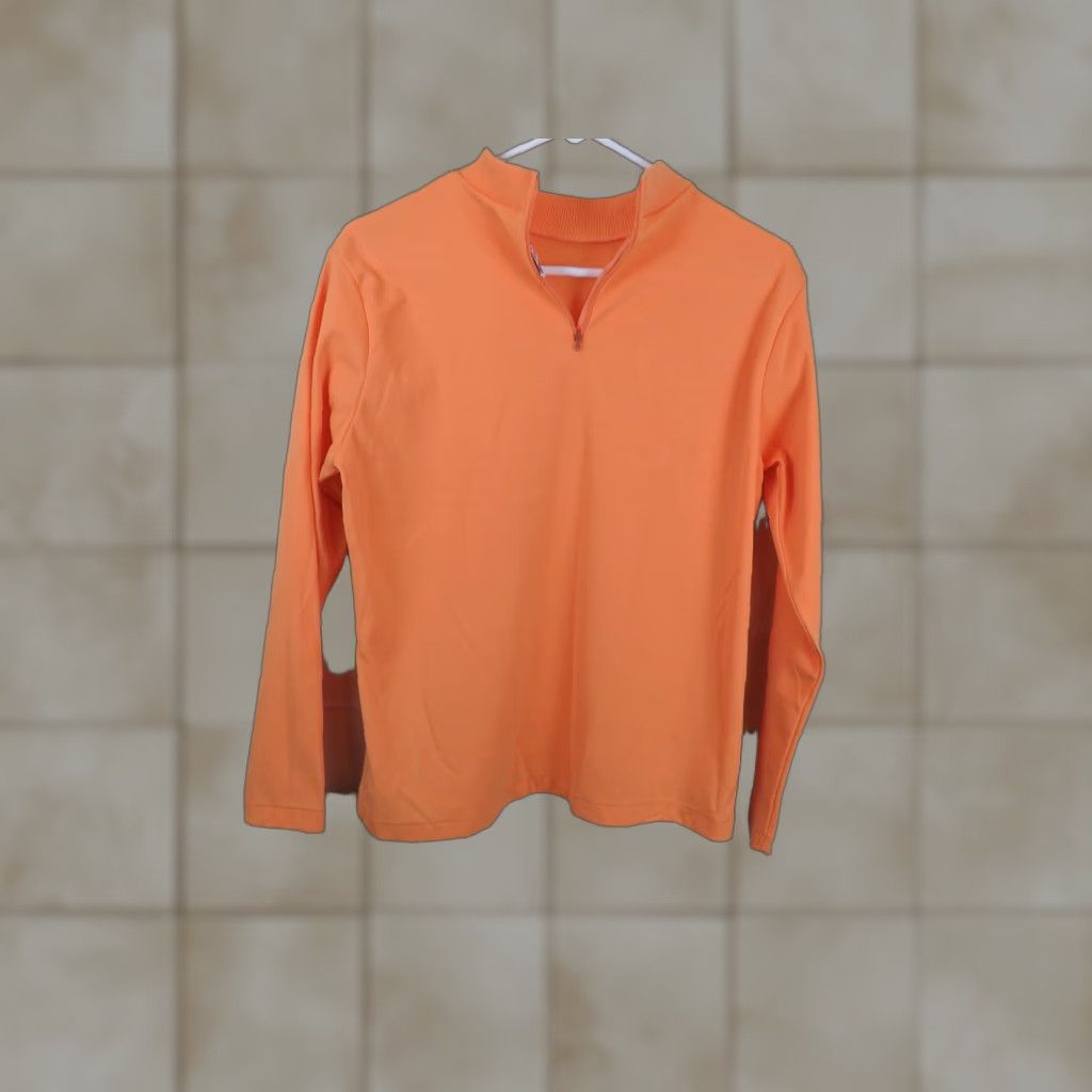 Vintage VINTAGE polyester top shirt orange 1960-70s size 44 zip collar Henley Size M / US 6-8 / IT 42-44 - 1 Thumbnail