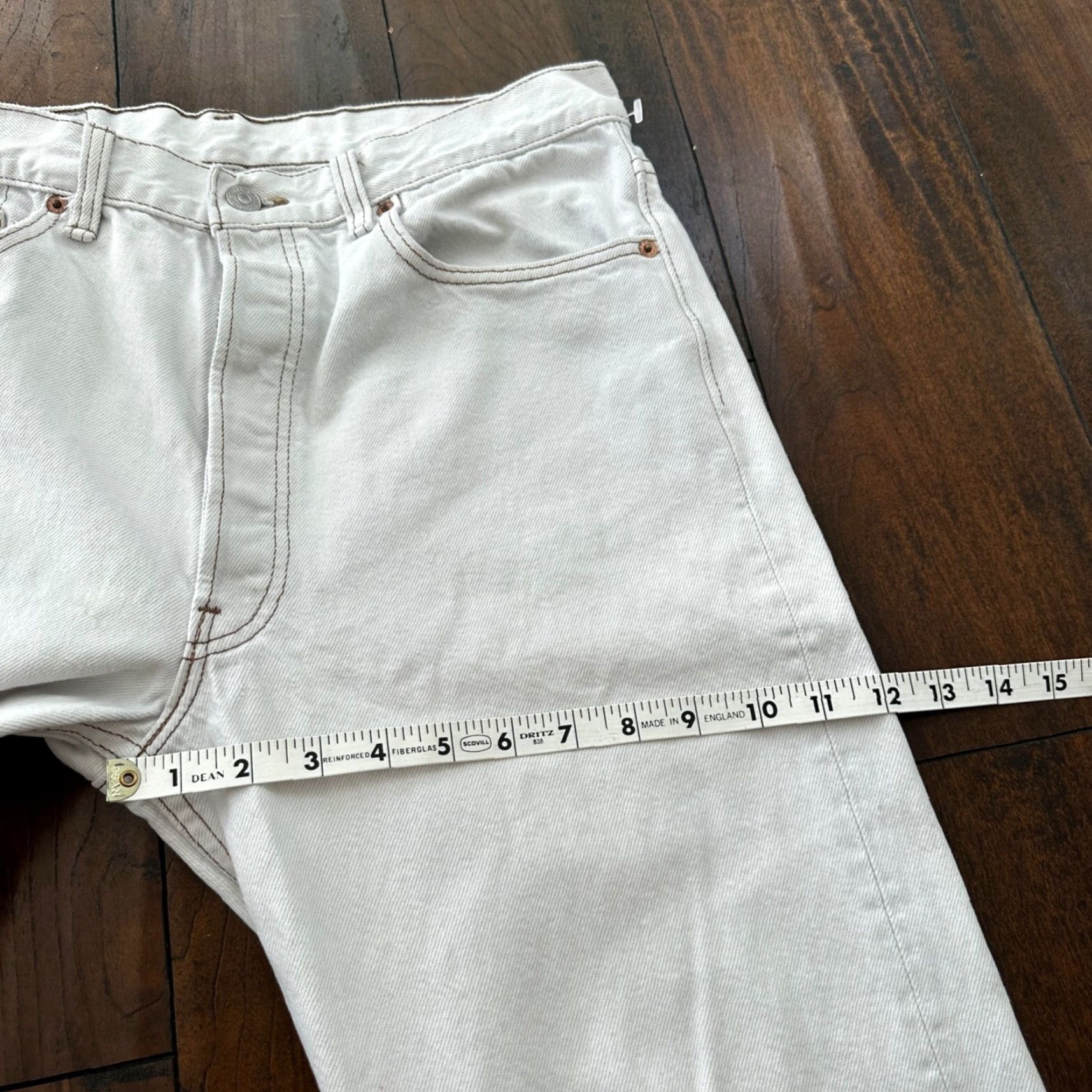 Levi's VINTAGE Levi's 501 Jeans Men 34x34 White Bleach Wash 90s USA 80s Denim Cotton Button Straight 501 Series Distressed Size US 34 / EU 50 - 4 Thumbnail