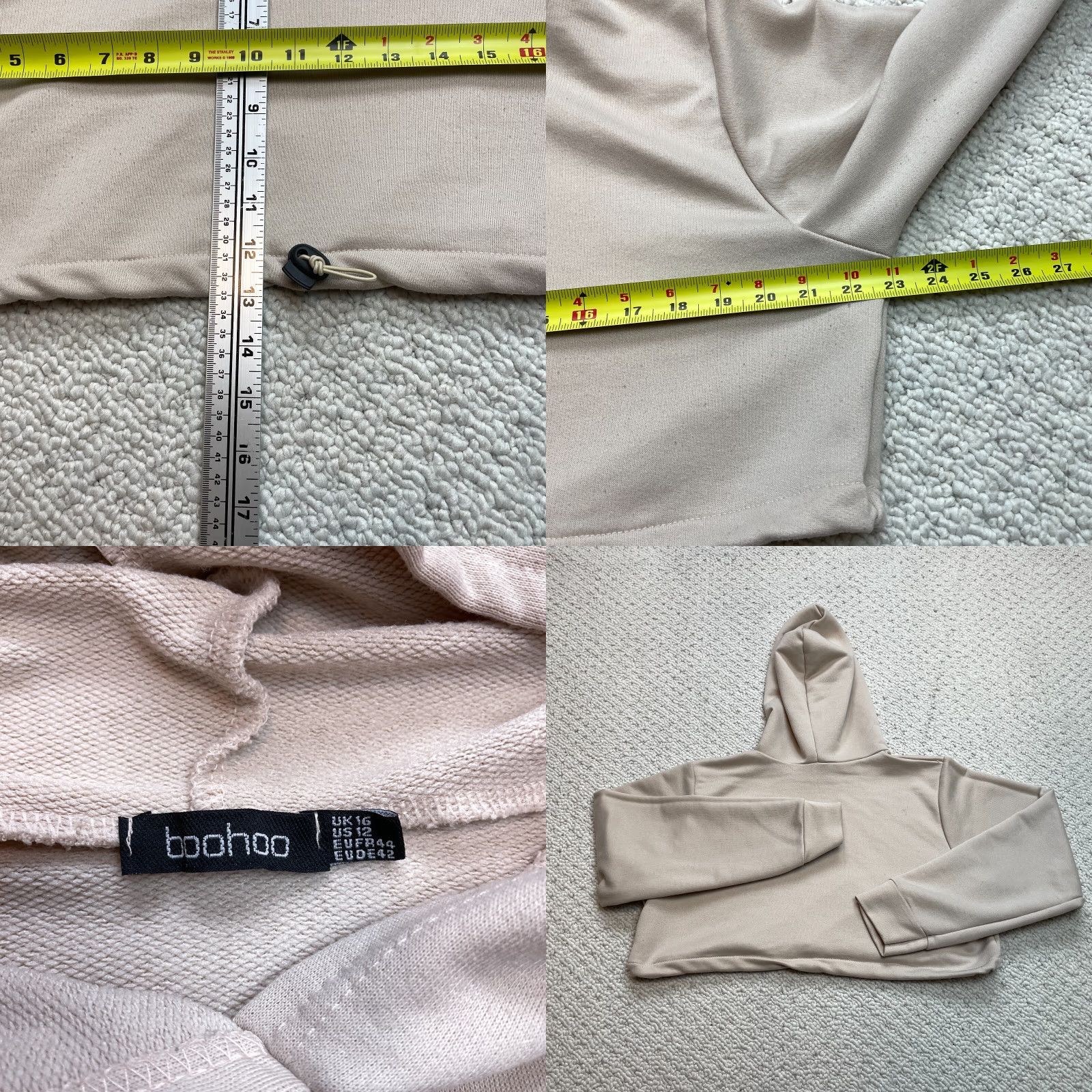 Boohoo Boohoo Cropped Hoodie Sweatshirt Womens 12 Beige Pullover Polyester Long Sleeve Shirt Womens 12 Beige Pullover Hoodie Sweatshirt Boohoo Size XL / US 12-14 / IT 48-50 - 8 Thumbnail