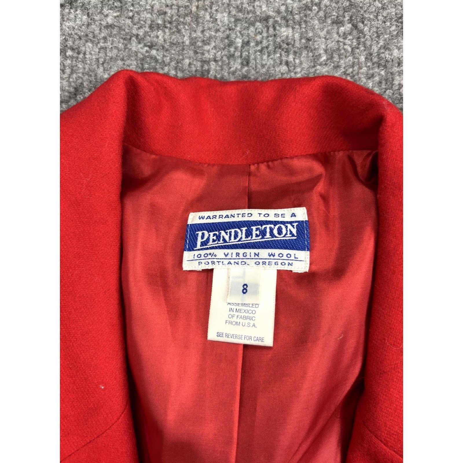 Pendleton VINTAGE Pendleton Blazer Womens 8 Red 100% Wool Single Button Lined Classic Jacket Size M / US 6-8 / IT 42-44 - 2 Thumbnail