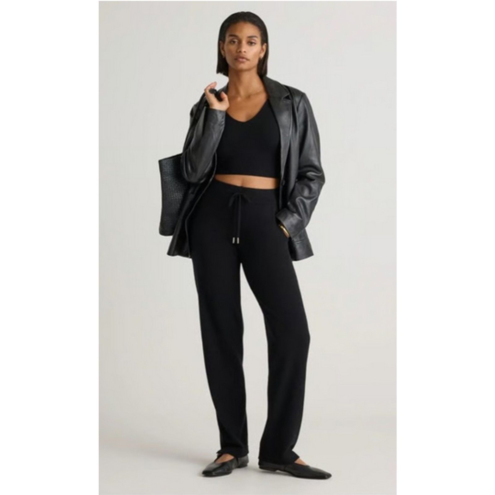Quince Quince Cashmere Straight Leg Pants Black S NWT Size 26" / US 2 / IT 38 - 2 Thumbnail