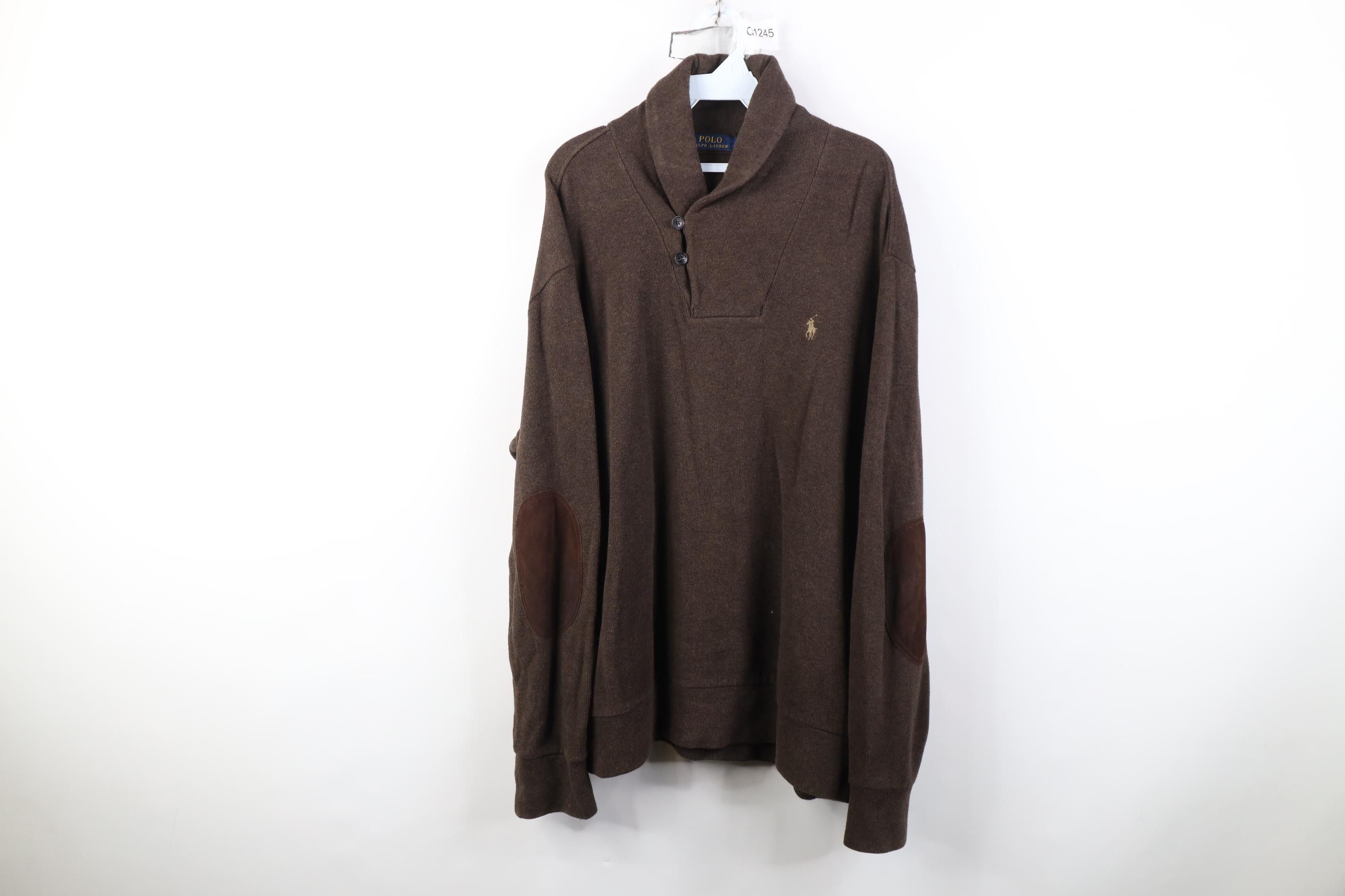 Polo Ralph Lauren Vintage Ralph Lauren Elbow Patch Ribbed Knit Shawl Sweater Size US XL / EU 56 / 4 - 1 Thumbnail