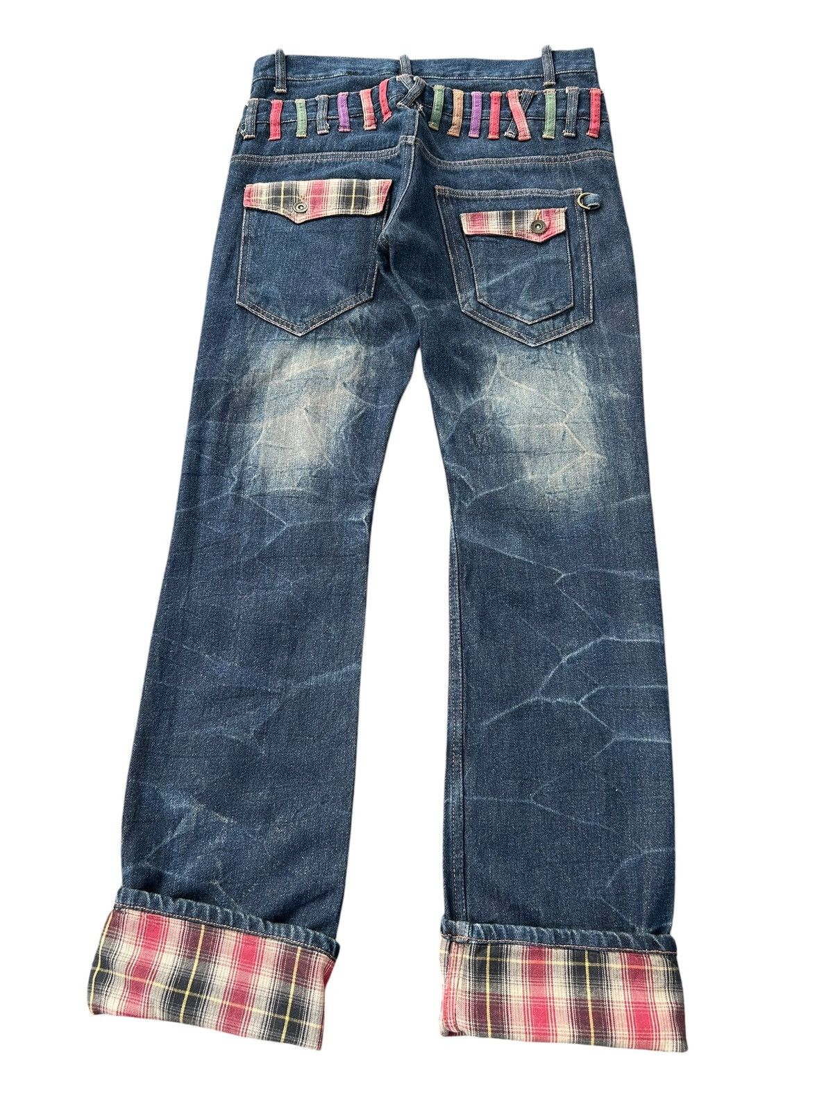Kapital Flare Double Waist Punk Bondage Japanese Style Denim Jeans Size US 32 / EU 48 - 6 Thumbnail