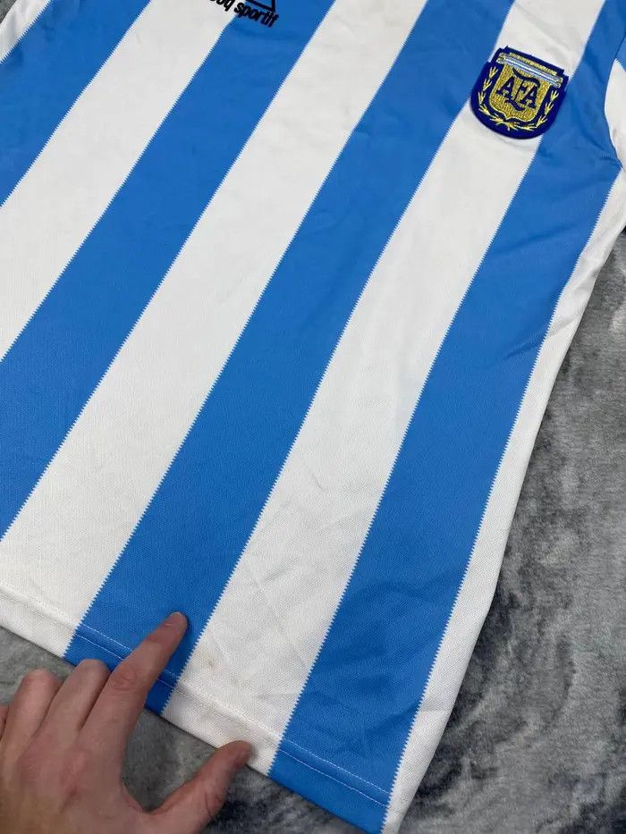 Vintage Argentina 1986 Diego Maradona Shirt Soccer Jersey Size US L / EU 52-54 / 3 - 6 Thumbnail
