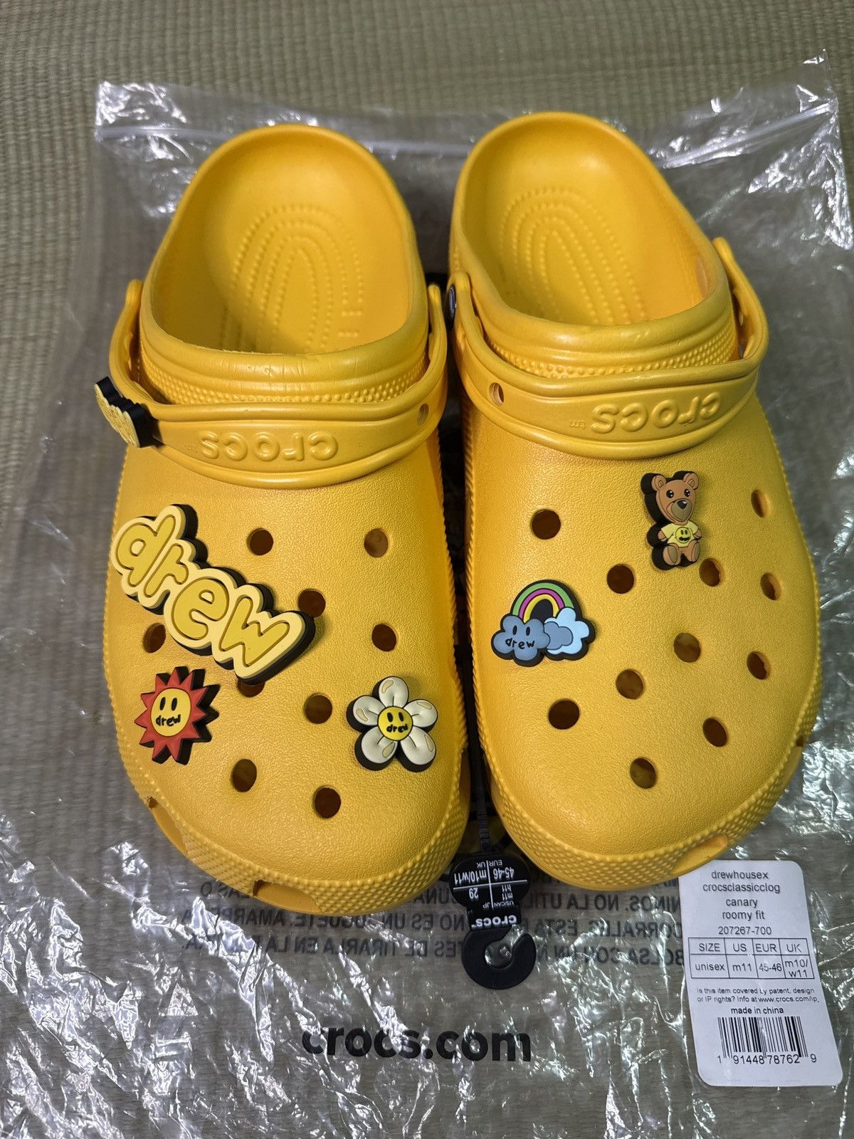 Drew House New Drew House Crocs 11 Yellow Missing Jibbitz Size US 11 / EU 44 - 1 Thumbnail