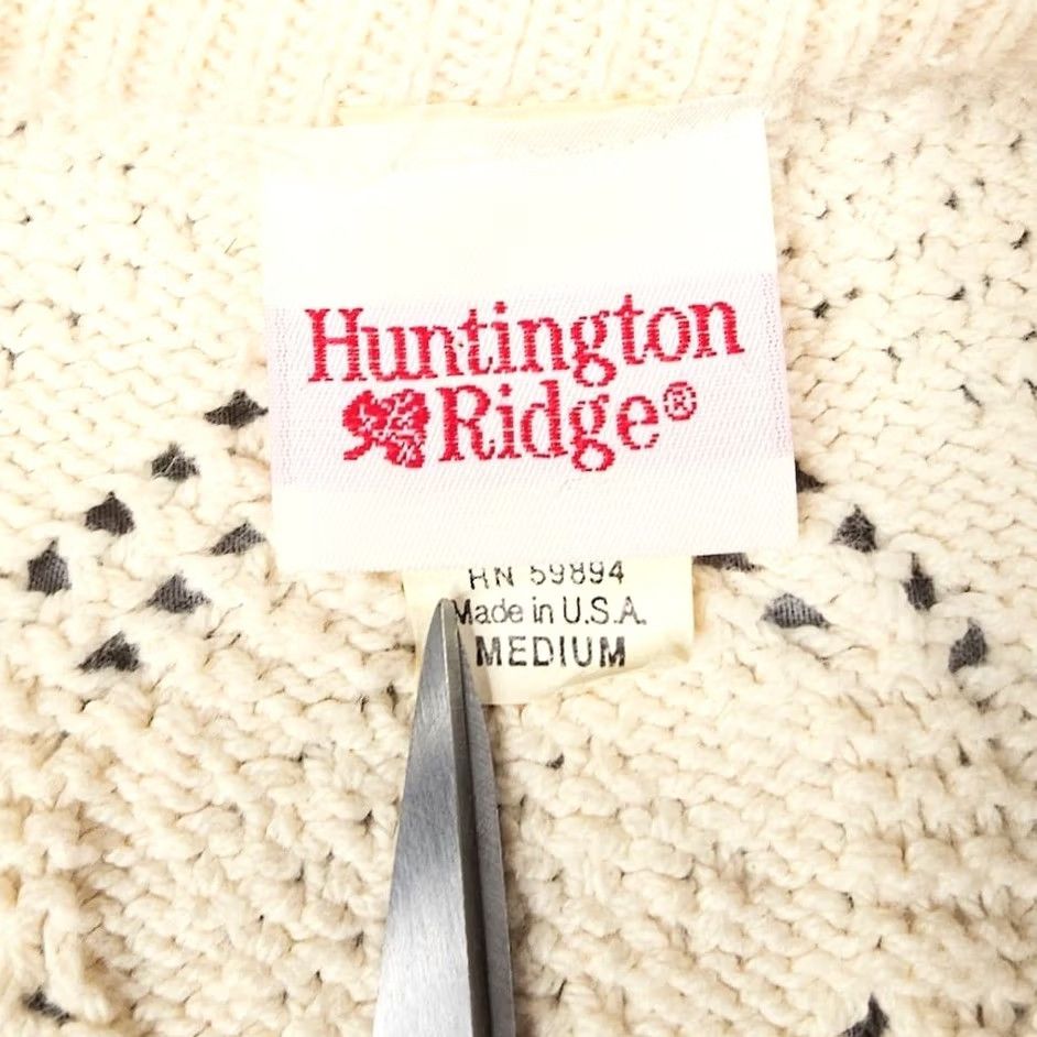 Vintage VINTAGE Huntington Ridge Sweater Womens Size Medium Cream Diamond Made In USA Size M / US 6-8 / IT 42-44 - 5 Thumbnail