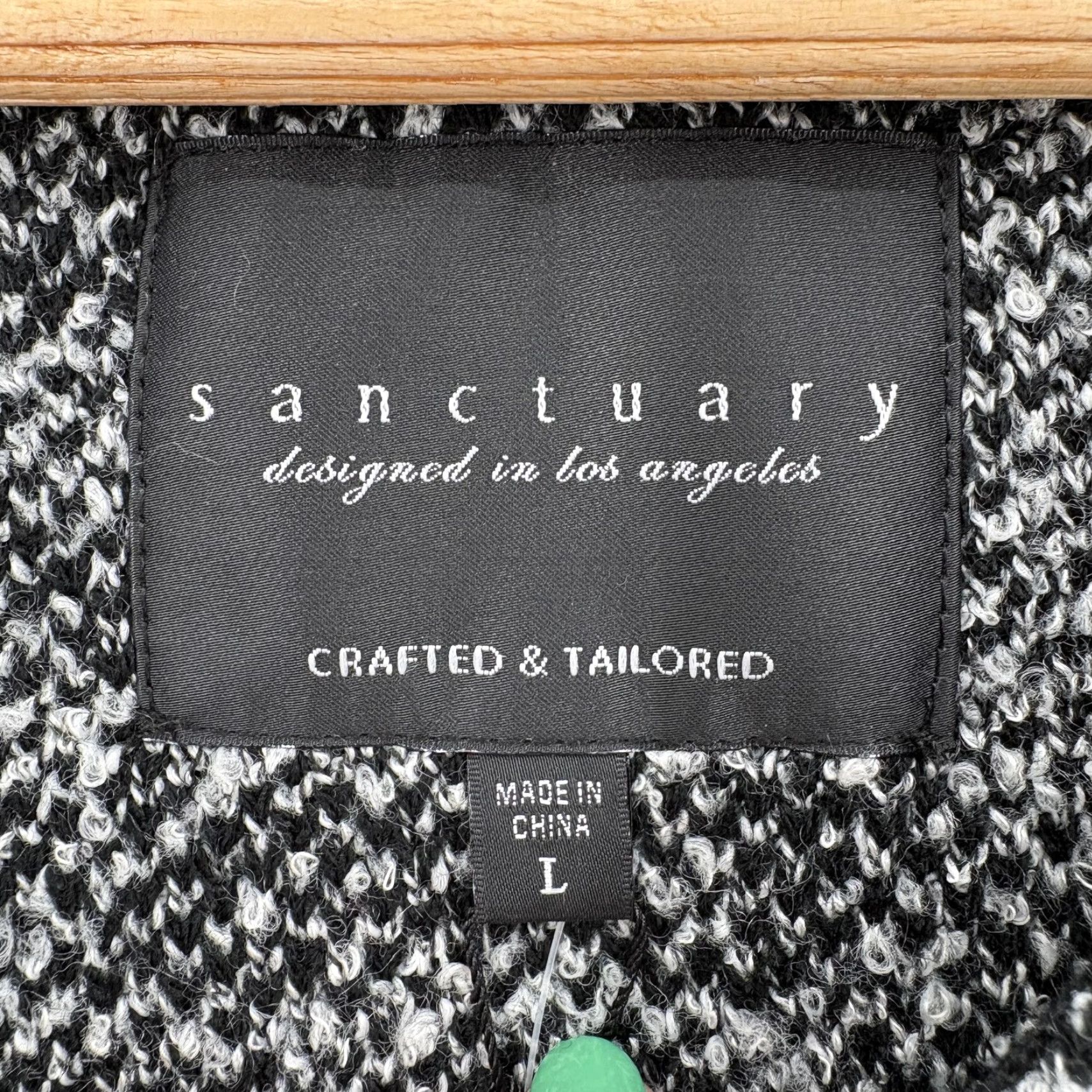 Sanctuary Sanctuary Cardigan Sweater Womens Large Black Plaid Open Front Knit Longline NWT Size L / US 10 / IT 46 - 4 Thumbnail