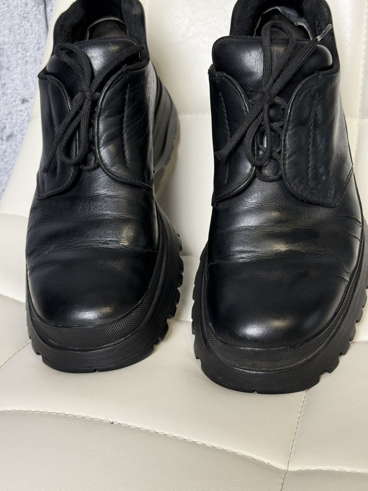 Prada Prada Black Leather Boots Men’s Lug Sole Shoes Made in Italy Size US 9 / EU 42 - 14 Thumbnail