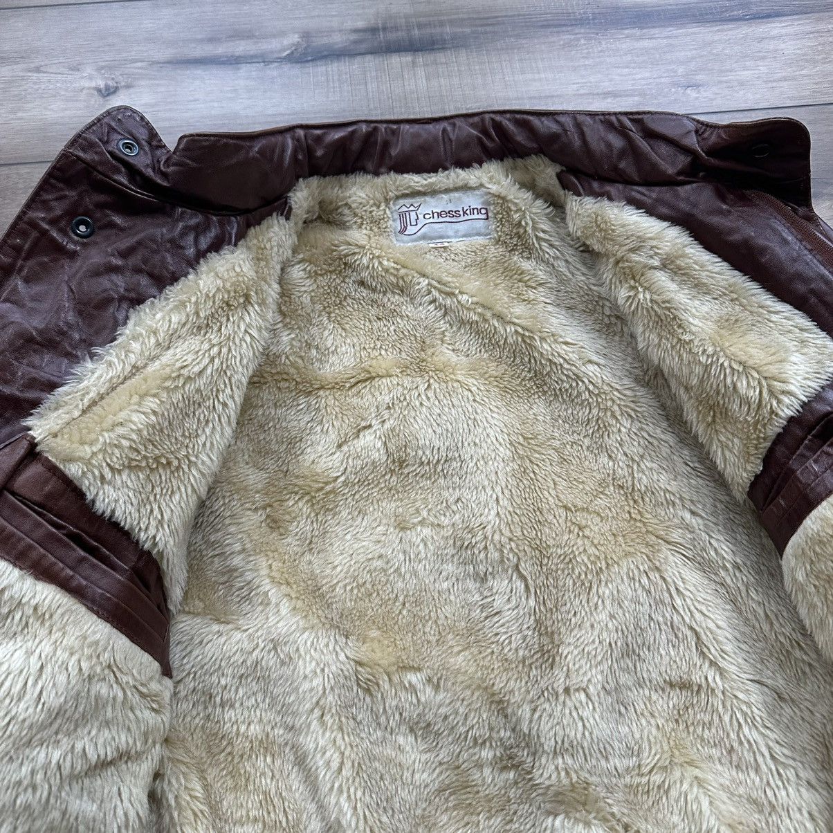 Other Vintage 90s Chess King Leather Sherpa Lined Bomber Jacket Size US L / EU 52-54 / 3 - 8 Thumbnail