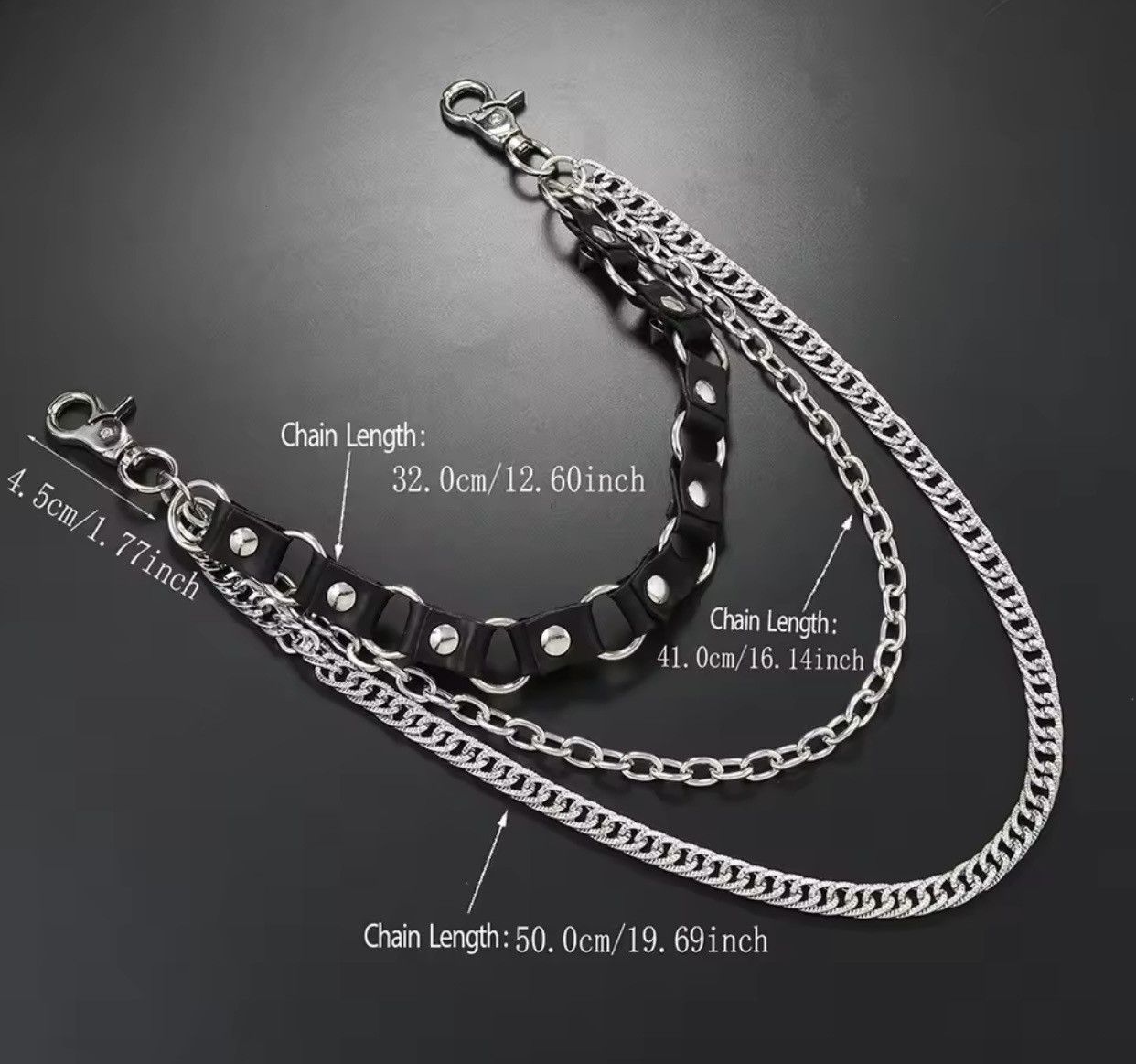 Vintage Punk style multi-layer spiky jeans chain Size ONE SIZE - 4 Thumbnail